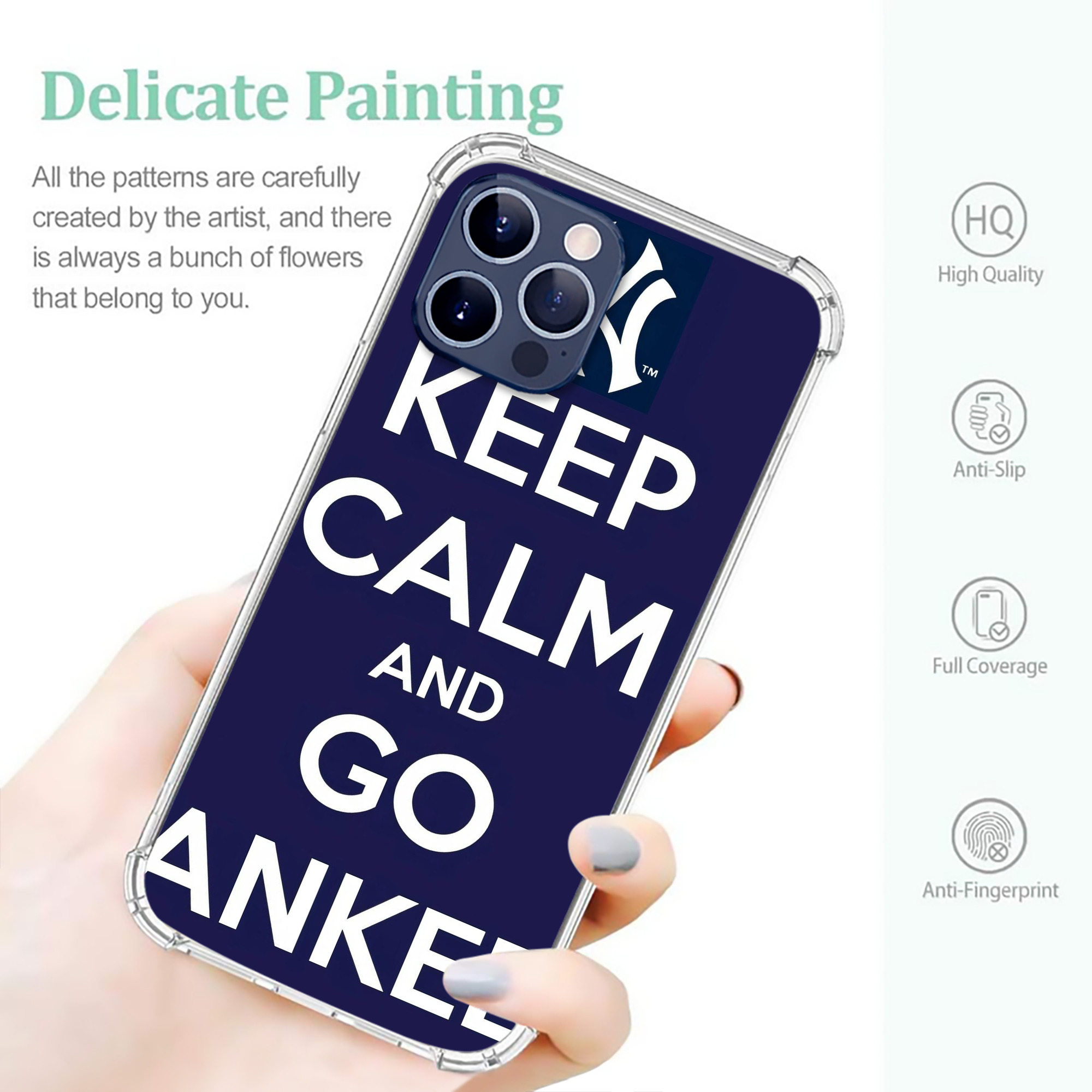 New York Yankees Keep Calm and Go Yankees Clear IPhone 12 Case – Soft TPU With UV Print – Enhanced Drop Protection, Precise Fit, Anti-Fingerprint, Customizable Design, Scratch-Resistant, Yellow-Resistant