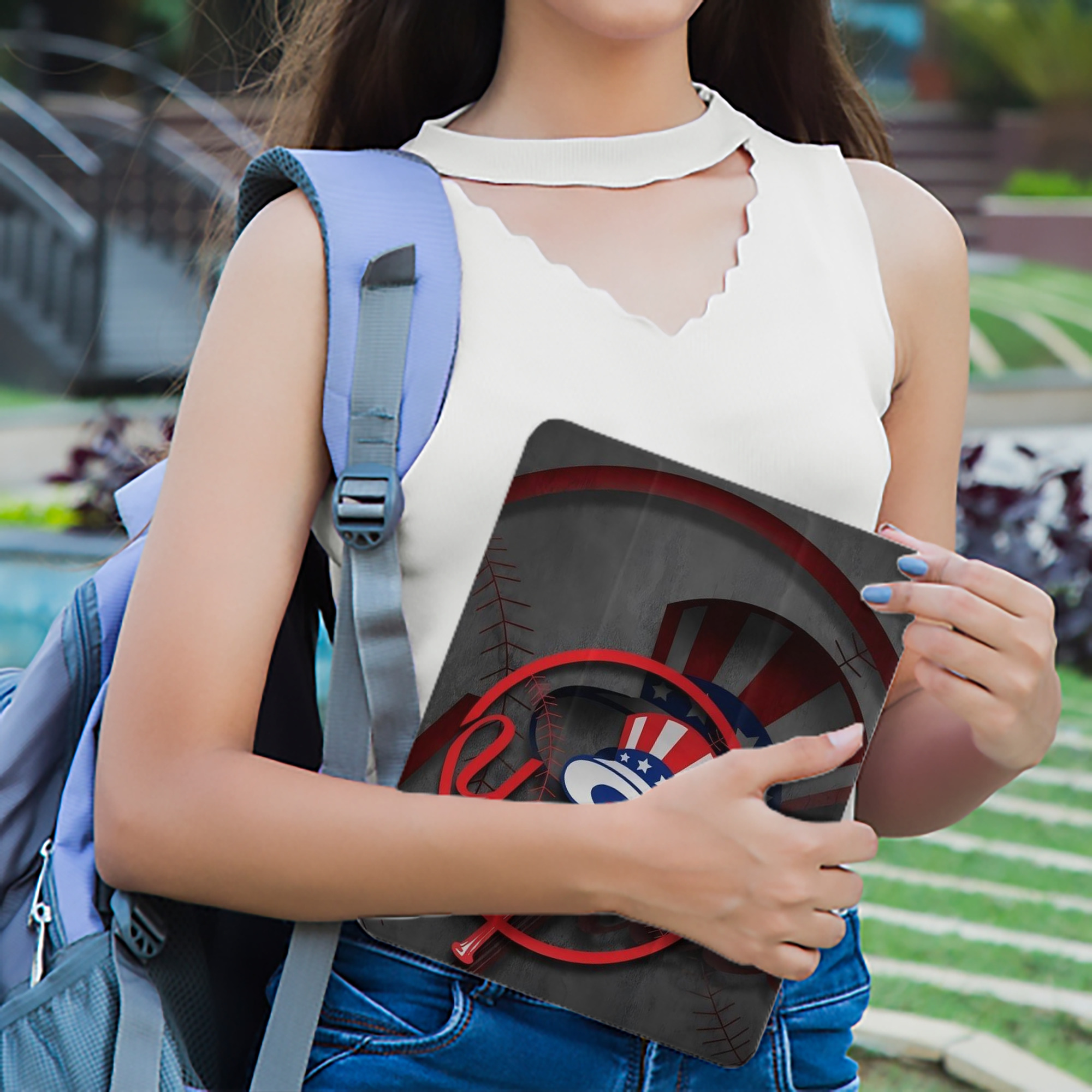 New York Yankees 97 Premium Tri-Fold PU Leather & Silicone IPad Case With Pencil Slot – Fits 9.5,10.5,10.9 – Adjustable Stand, Slim, Protective