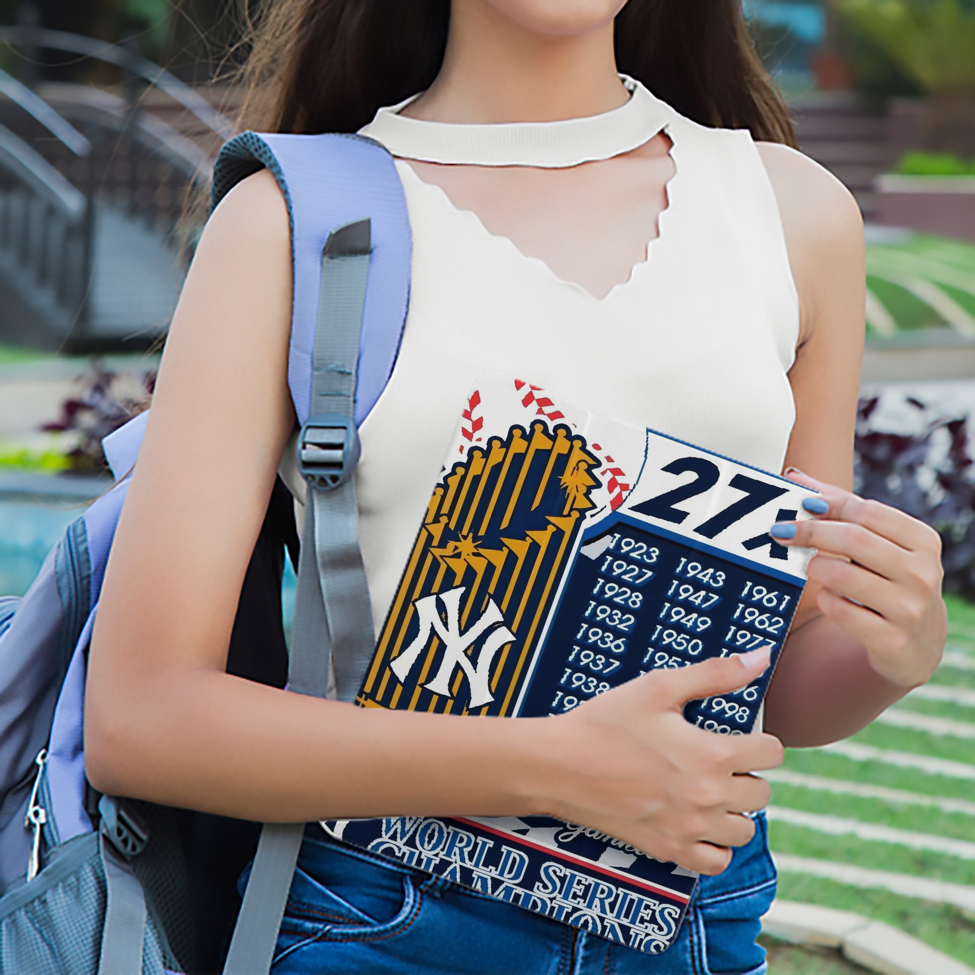 New York Yankees 108 Premium Tri-Fold PU Leather & Silicone IPad Case With Pencil Slot – Fits 9.5,10.5,10.9 – Adjustable Stand, Slim, Protective