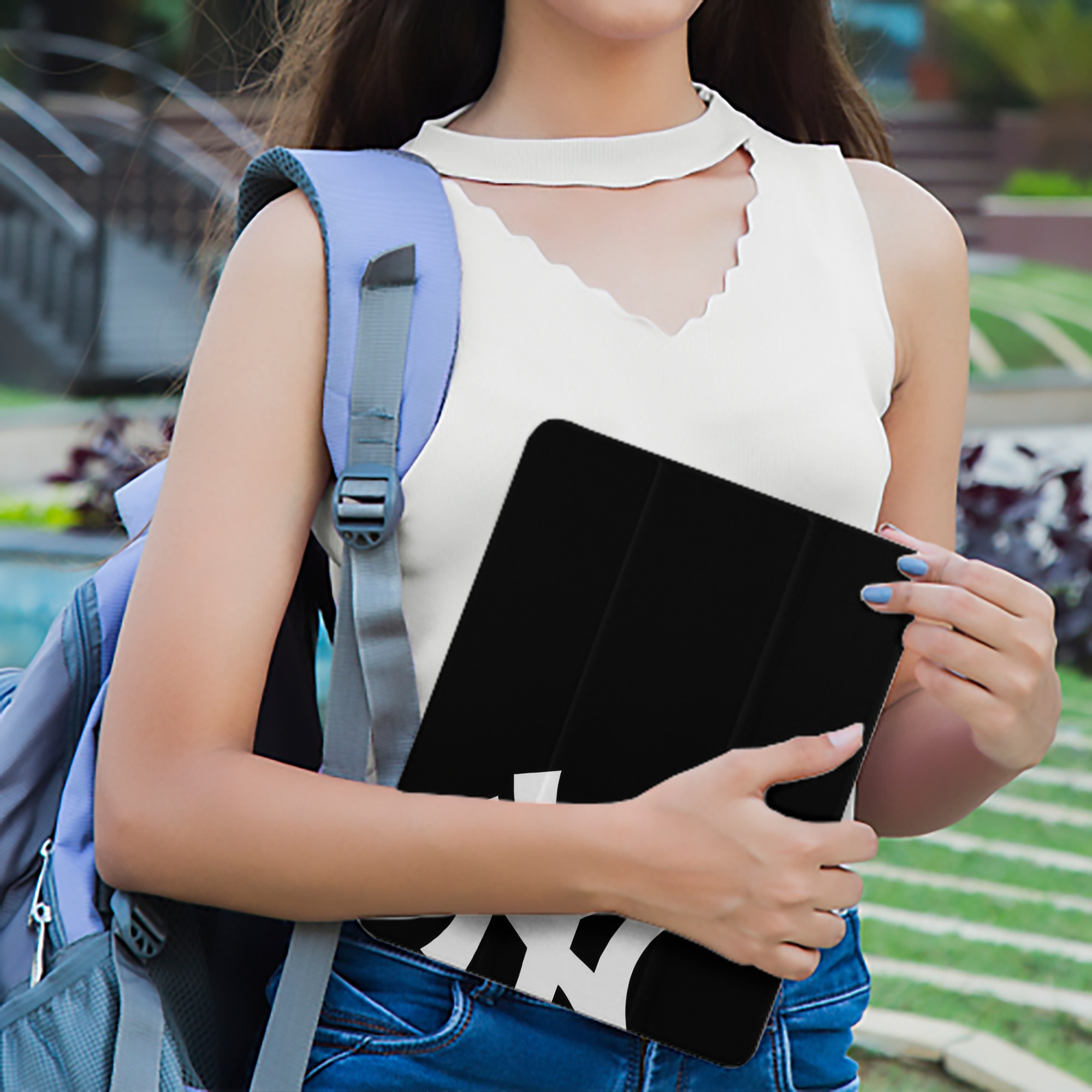 New York Yankees 115 Premium Tri-Fold PU Leather & Silicone IPad Case With Pencil Slot – Fits 9.5,10.5,10.9 – Adjustable Stand, Slim, Protective