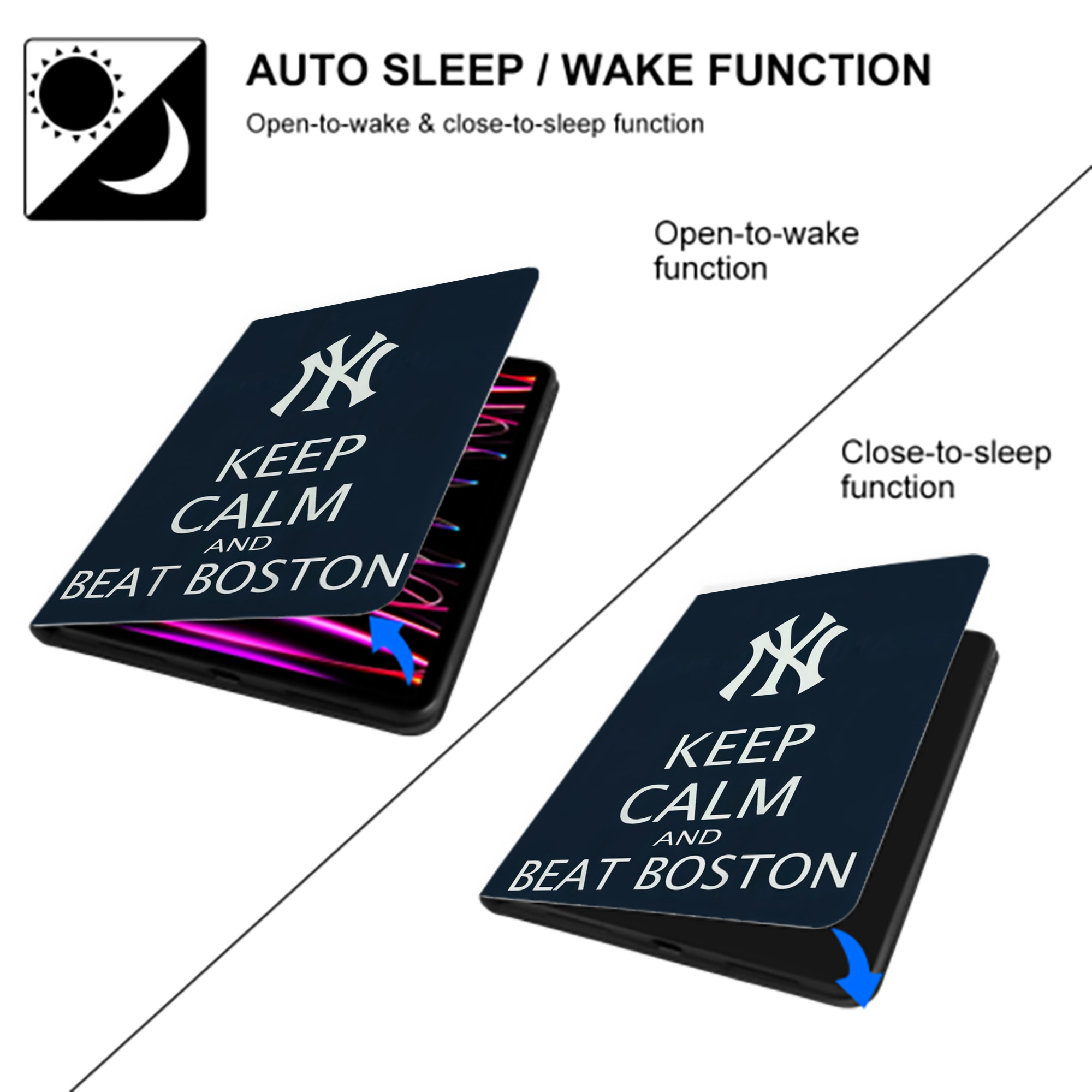 New York Yankees 136 Premium Tri-Fold PU Leather & Silicone IPad Case With Pencil Slot – Fits 9.5,10.5,10.9 – Adjustable Stand, Slim, Protective