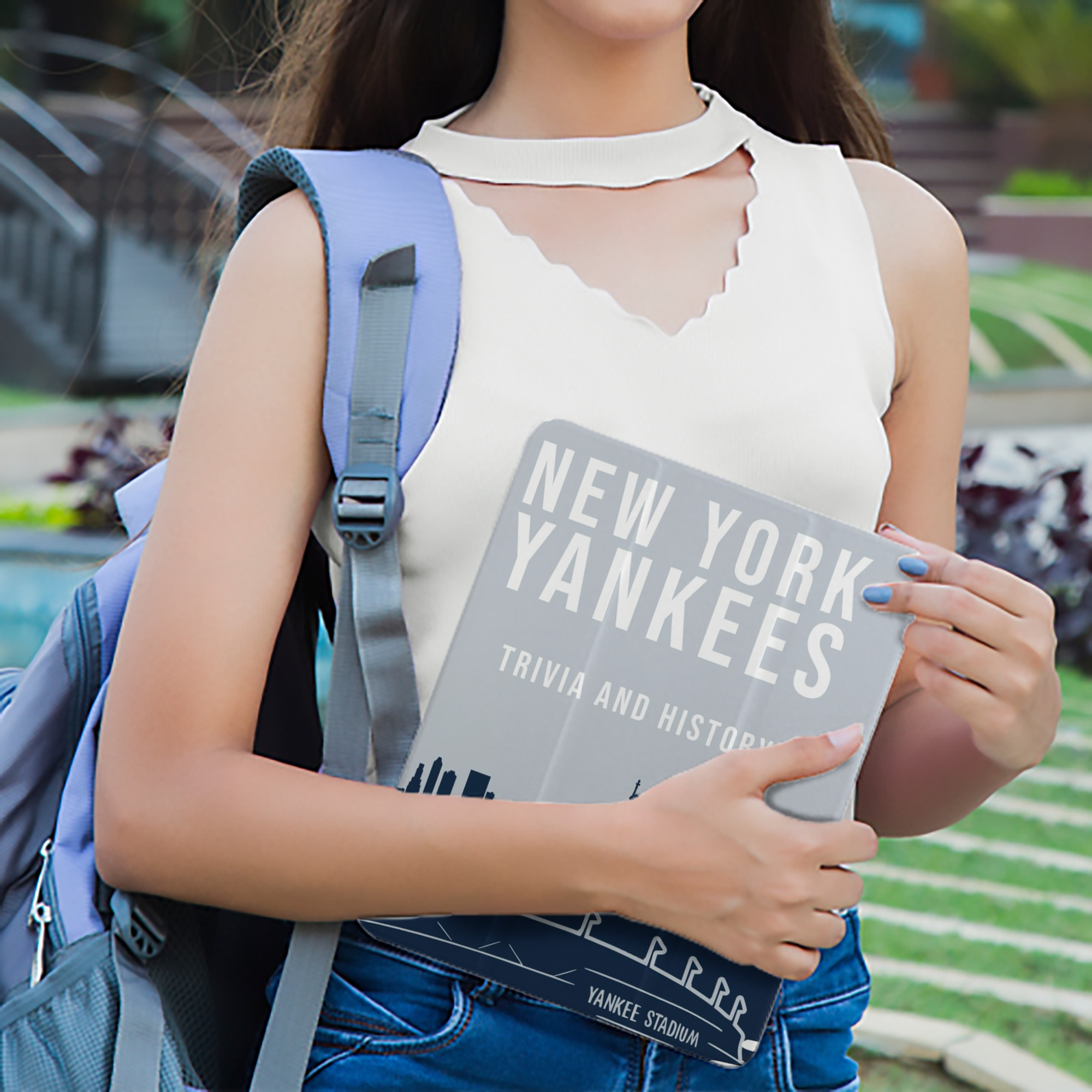 New York Yankees 141 Premium Tri-Fold PU Leather & Silicone IPad Case With Pencil Slot – Fits 9.5,10.5,10.9 – Adjustable Stand, Slim, Protective