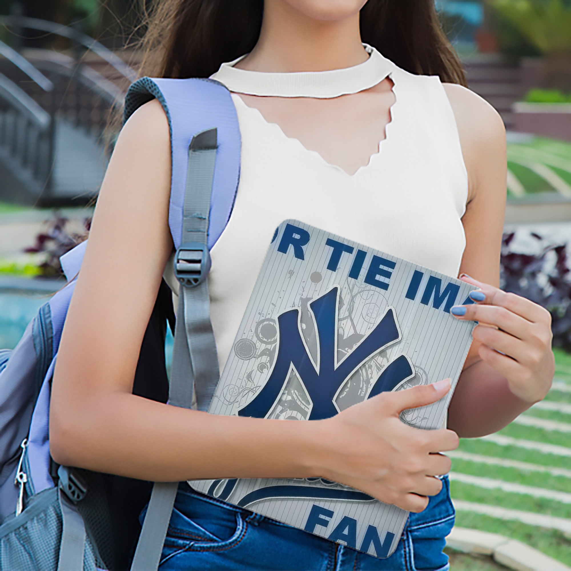 New York Yankees 100 Premium Tri-Fold PU Leather & Silicone IPad Case With Pencil Slot – Fits 9.5,10.5,10.9 – Adjustable Stand, Slim, Protective