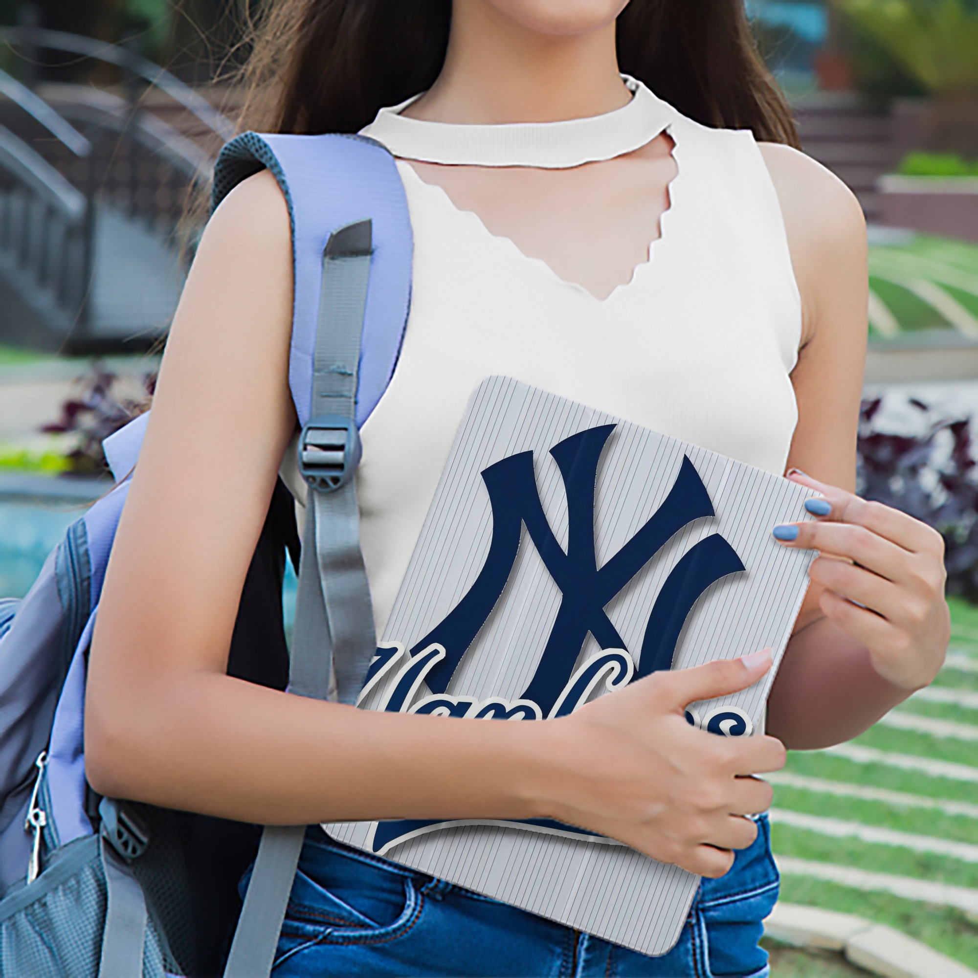 New York Yankees 151 Premium Tri-Fold PU Leather & Silicone IPad Case With Pencil Slot – Fits 9.5,10.5,10.9 – Adjustable Stand, Slim, Protective