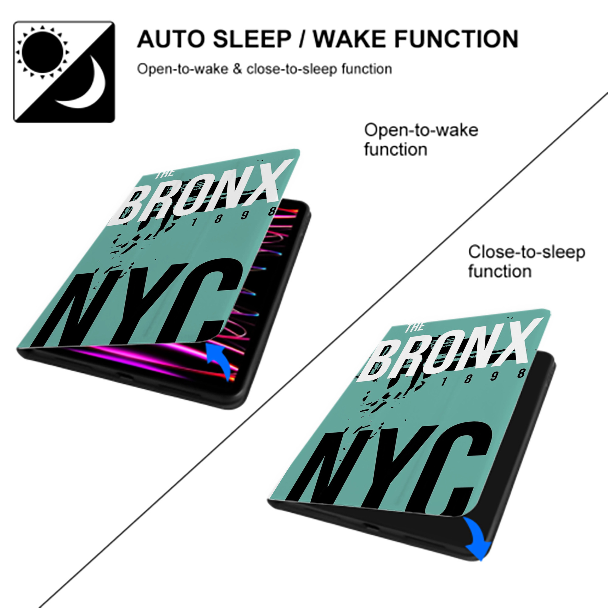 New York Yankees 186 Premium Tri-Fold PU Leather & Silicone IPad Case With Pencil Slot – Fits 9.5,10.5,10.9 – Adjustable Stand, Slim, Protective