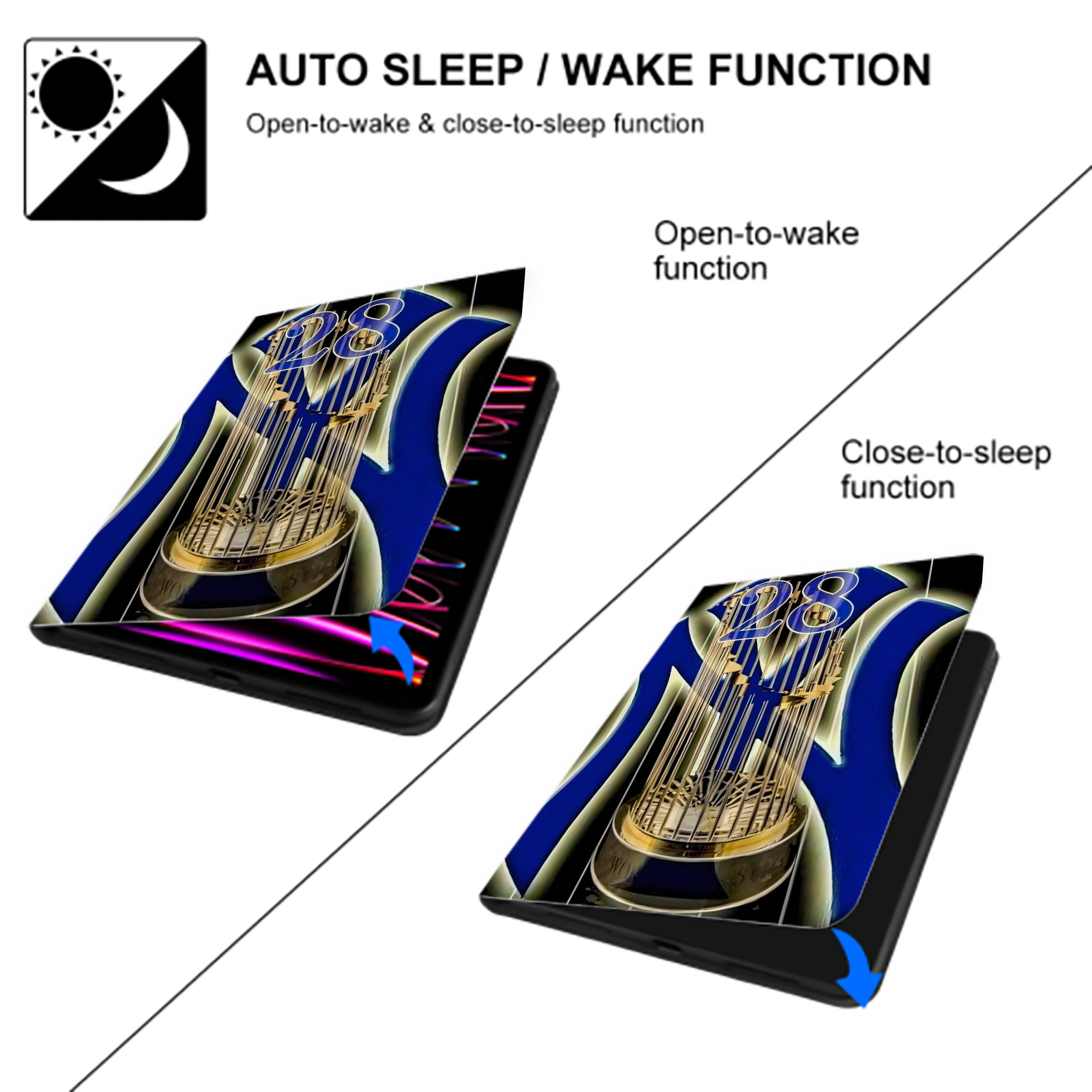 New York Yankees 212 Premium Tri-Fold PU Leather & Silicone IPad Case With Pencil Slot – Fits 9.5,10.5,10.9 – Adjustable Stand, Slim, Protective