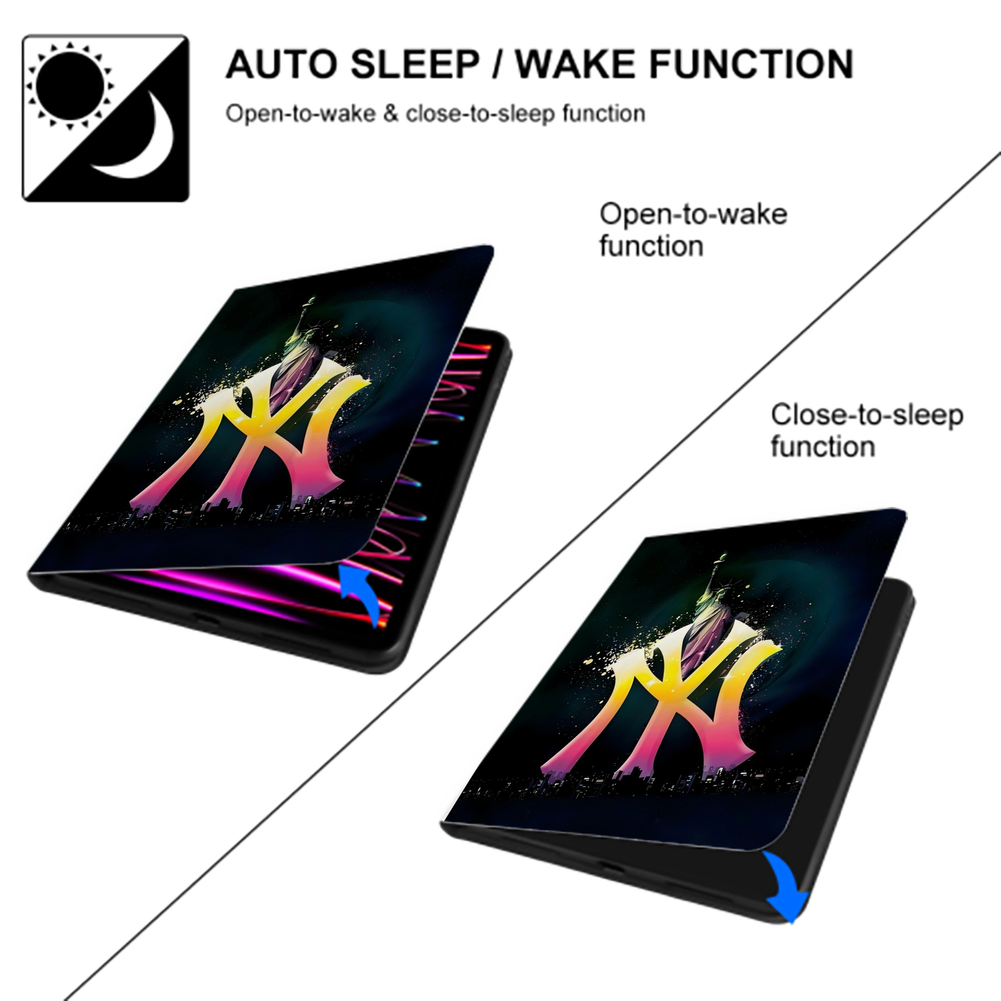 New York Yankees 149 Premium Tri-Fold PU Leather & Silicone IPad Case With Pencil Slot – Fits 9.5,10.5,10.9 – Adjustable Stand, Slim, Protective