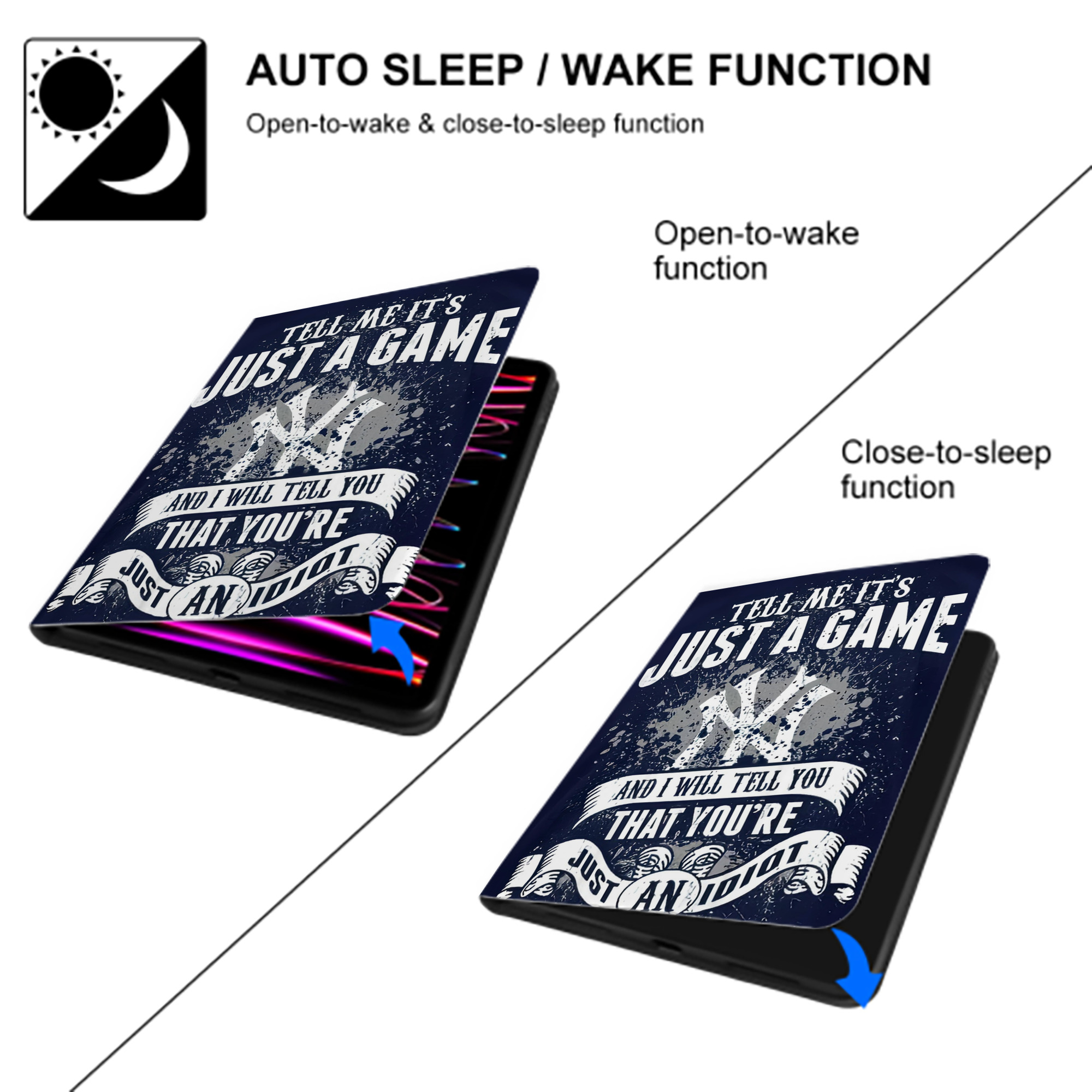 New York Yankees 322 Premium Tri-Fold PU Leather & Silicone IPad Case With Pencil Slot – Fits 9.5,10.5,10.9 – Adjustable Stand, Slim, Protective