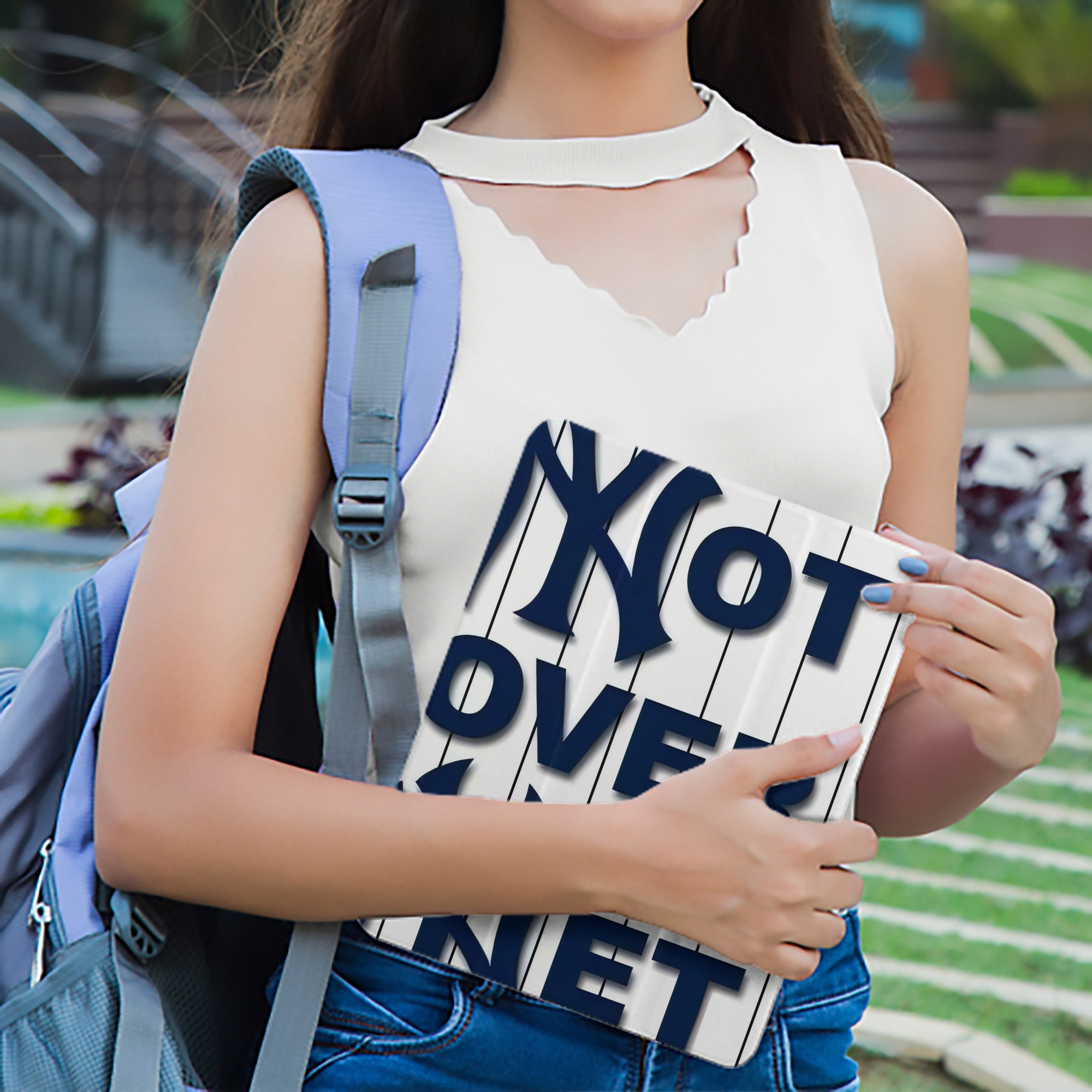 New York Yankees Not over Net Premium Tri-Fold PU Leather & Silicone IPad Case With Pencil Slot – Fits 9.5,10.5,10.9 – Adjustable Stand, Slim, Protective