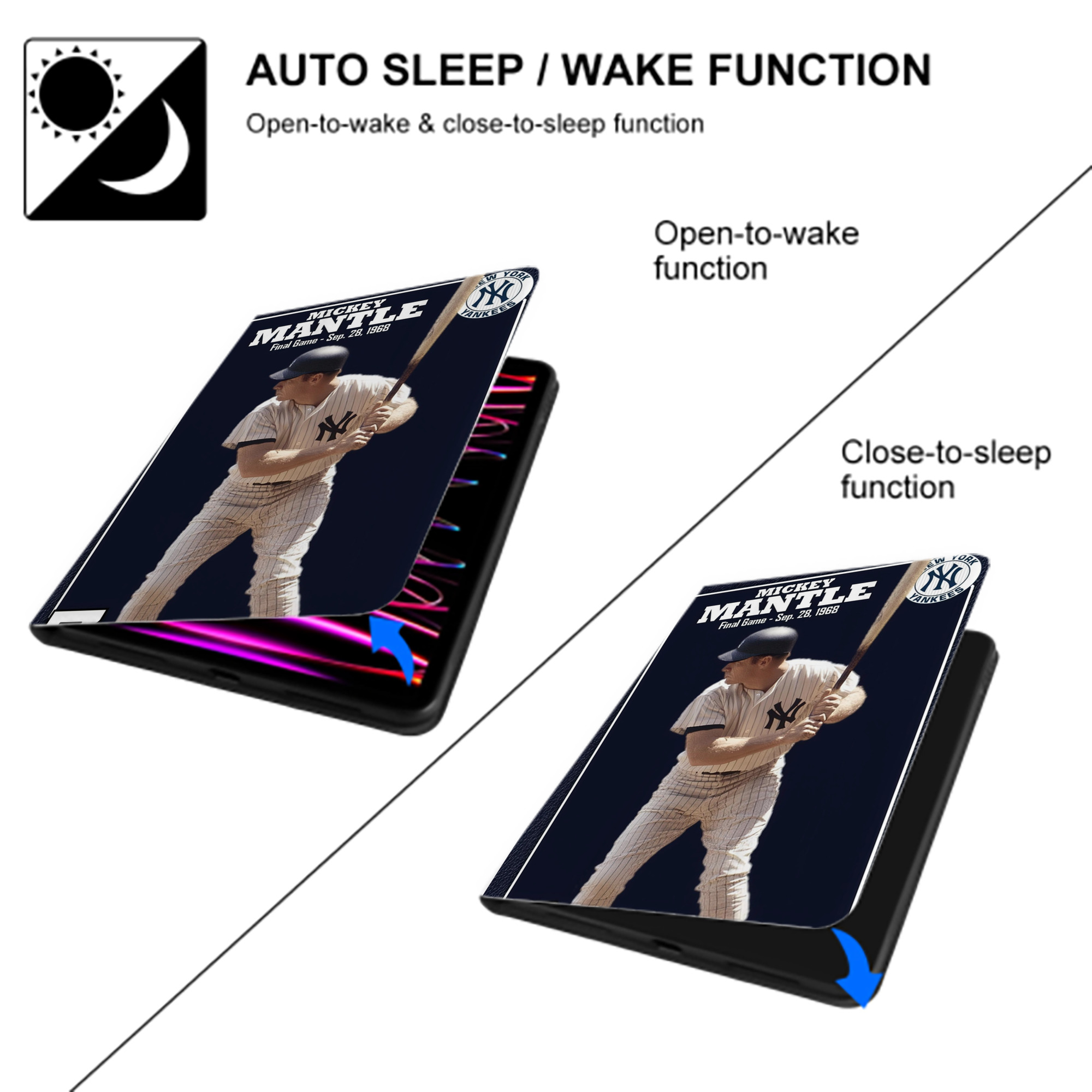 New York Yankees 344 Premium Tri-Fold PU Leather & Silicone IPad Case With Pencil Slot – Fits 9.5,10.5,10.9 – Adjustable Stand, Slim, Protective