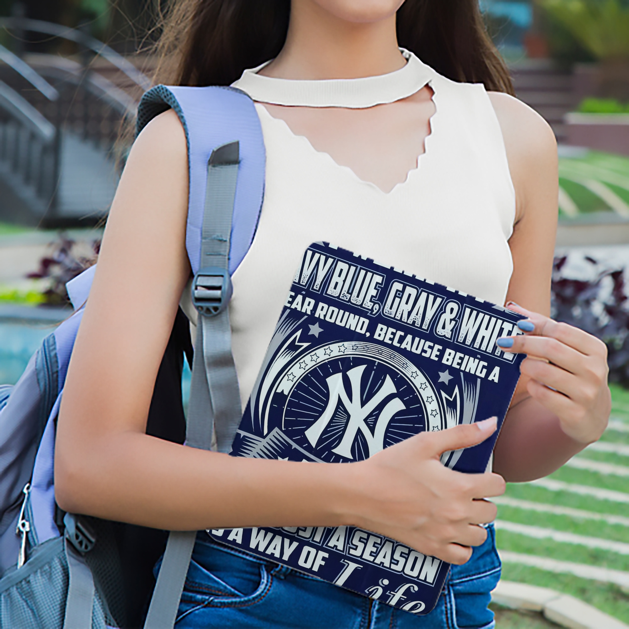 New York Yankees 194 Premium Tri-Fold PU Leather & Silicone IPad Case With Pencil Slot – Fits 9.5,10.5,10.9 – Adjustable Stand, Slim, Protective