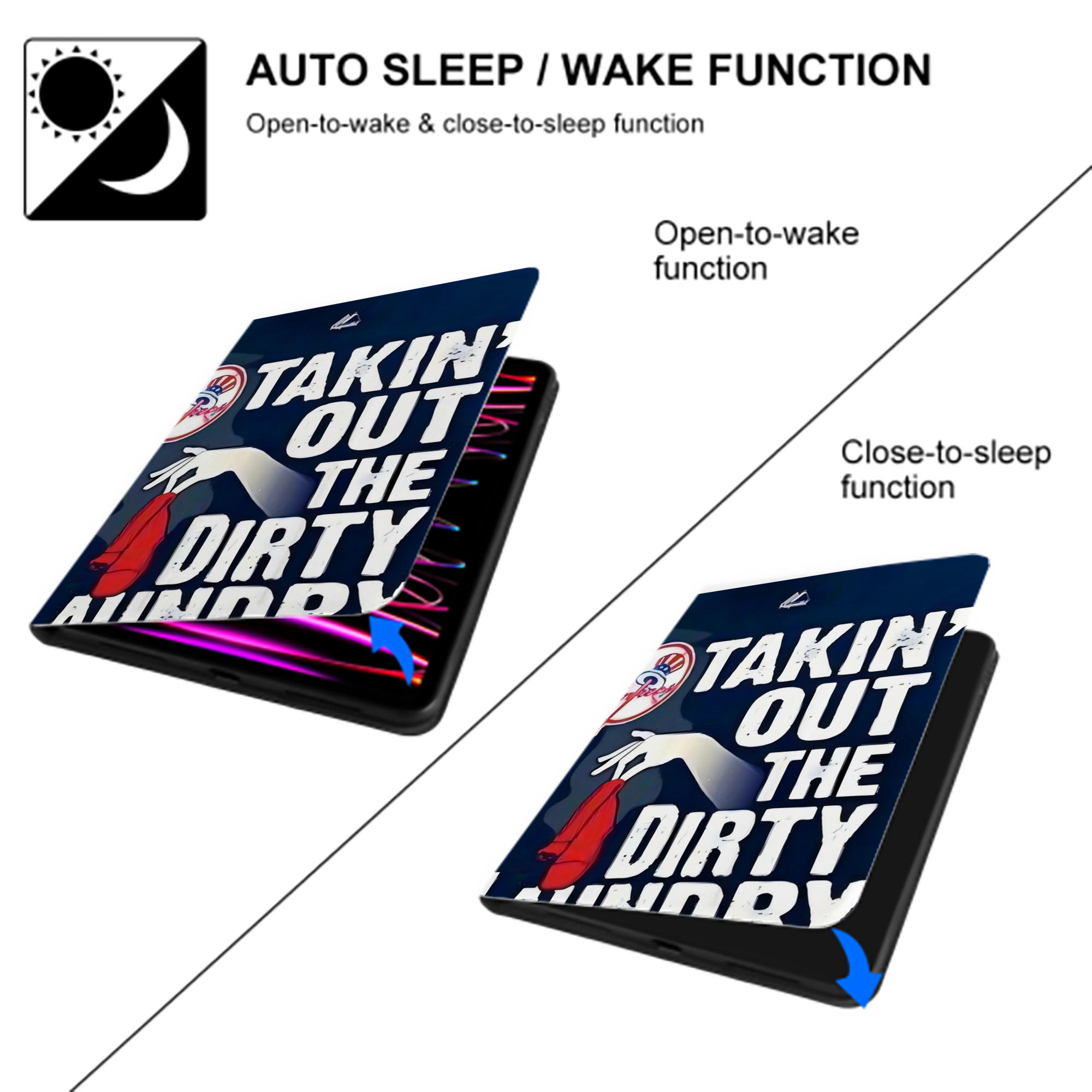 New York Yankees 210 Premium Tri-Fold PU Leather & Silicone IPad Case With Pencil Slot – Fits 9.5,10.5,10.9 – Adjustable Stand, Slim, Protective