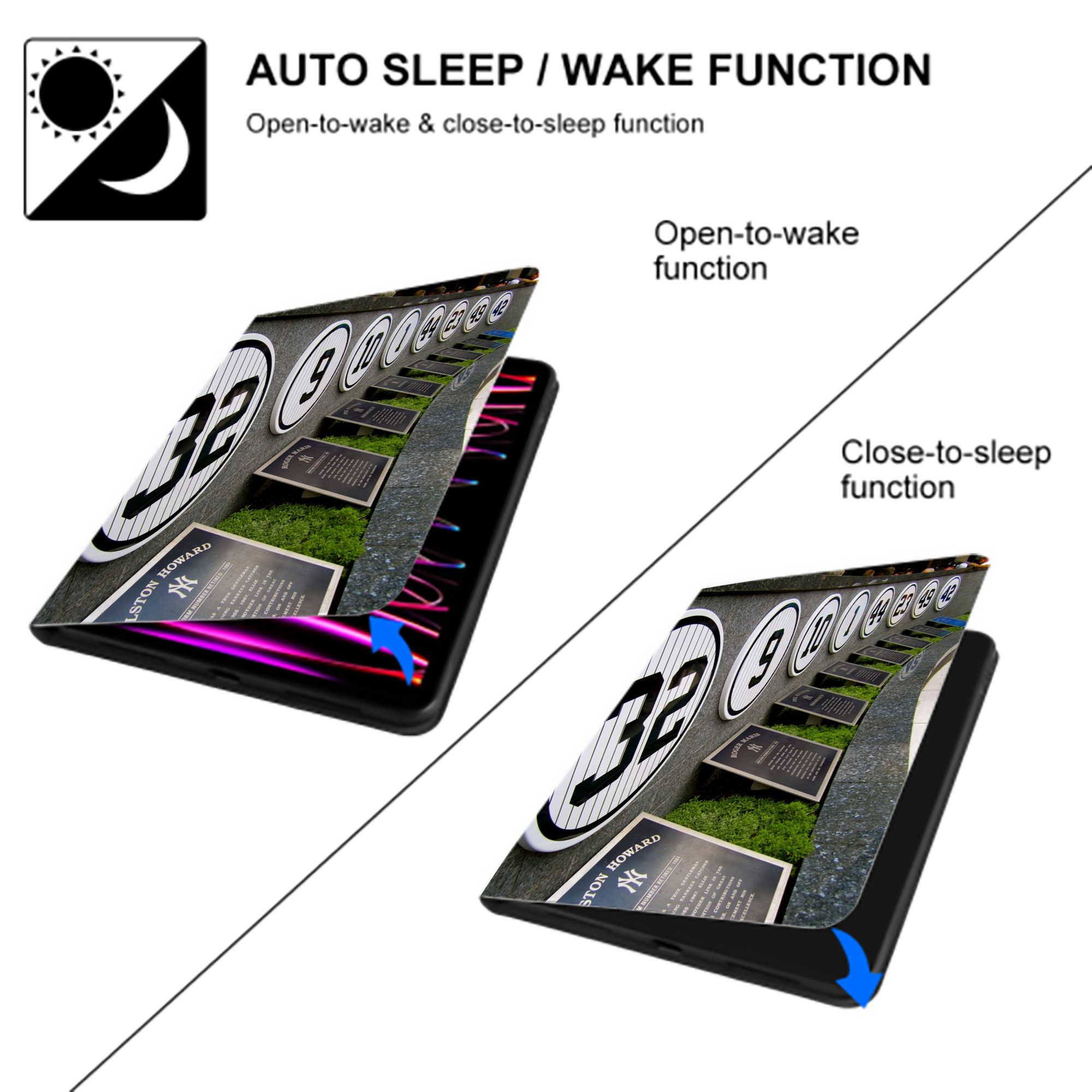 New York Yankees 253 Premium Tri-Fold PU Leather & Silicone IPad Case With Pencil Slot – Fits 9.5,10.5,10.9 – Adjustable Stand, Slim, Protective