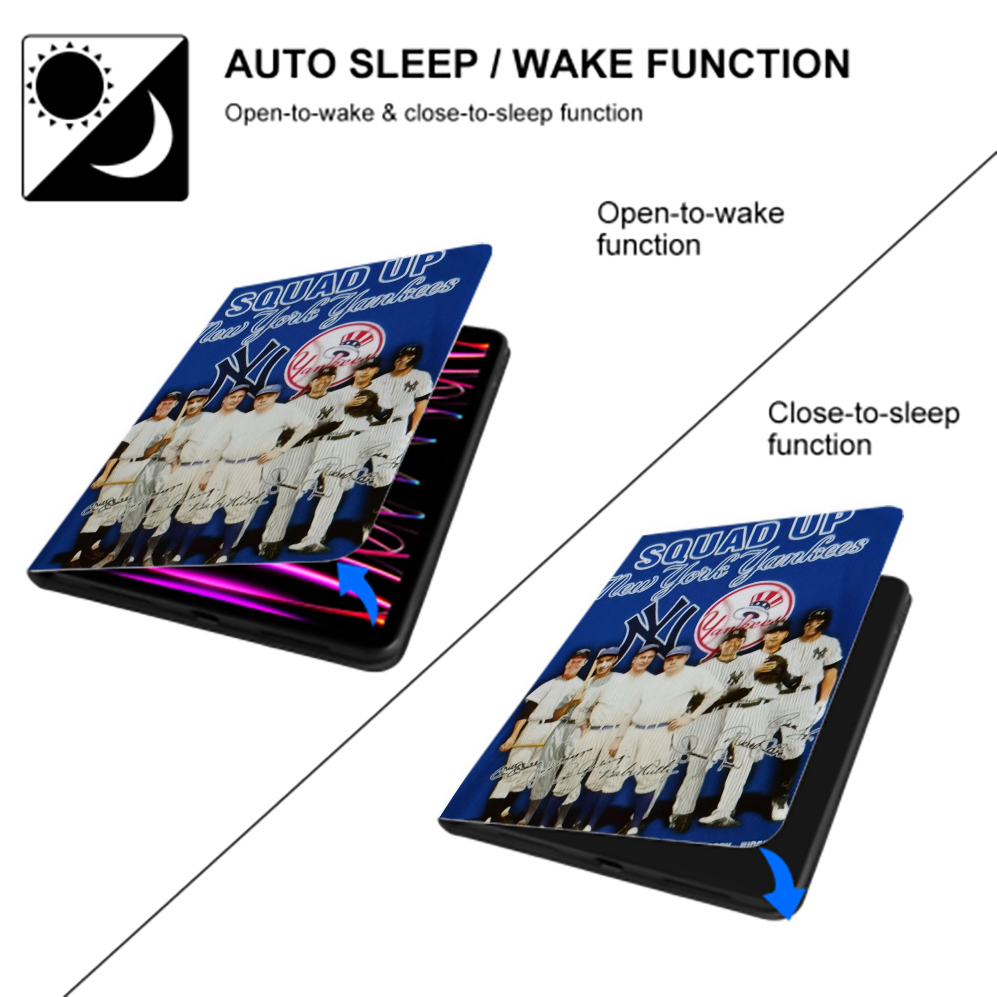 New York Yankees 312 Premium Tri-Fold PU Leather & Silicone IPad Case With Pencil Slot – Fits 9.5,10.5,10.9 – Adjustable Stand, Slim, Protective