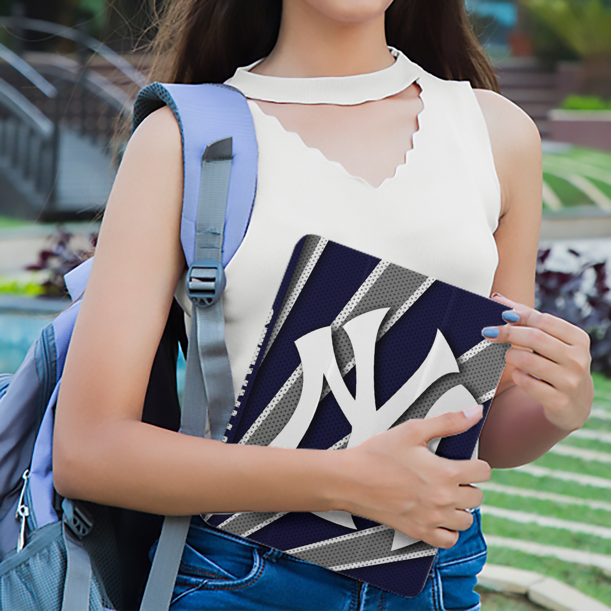 New York Yankees 321 Premium Tri-Fold PU Leather & Silicone IPad Case With Pencil Slot – Fits 9.5,10.5,10.9 – Adjustable Stand, Slim, Protective