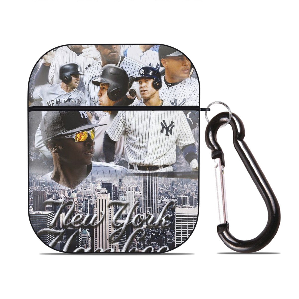 New York Yankees 101 AirPods 2 Case Hard Shell Black, Flexible PC Material, Precise Cutouts, Full Protection, Anti-Fingerprint, Washable, Includes Keychain – Durable & Slim Design