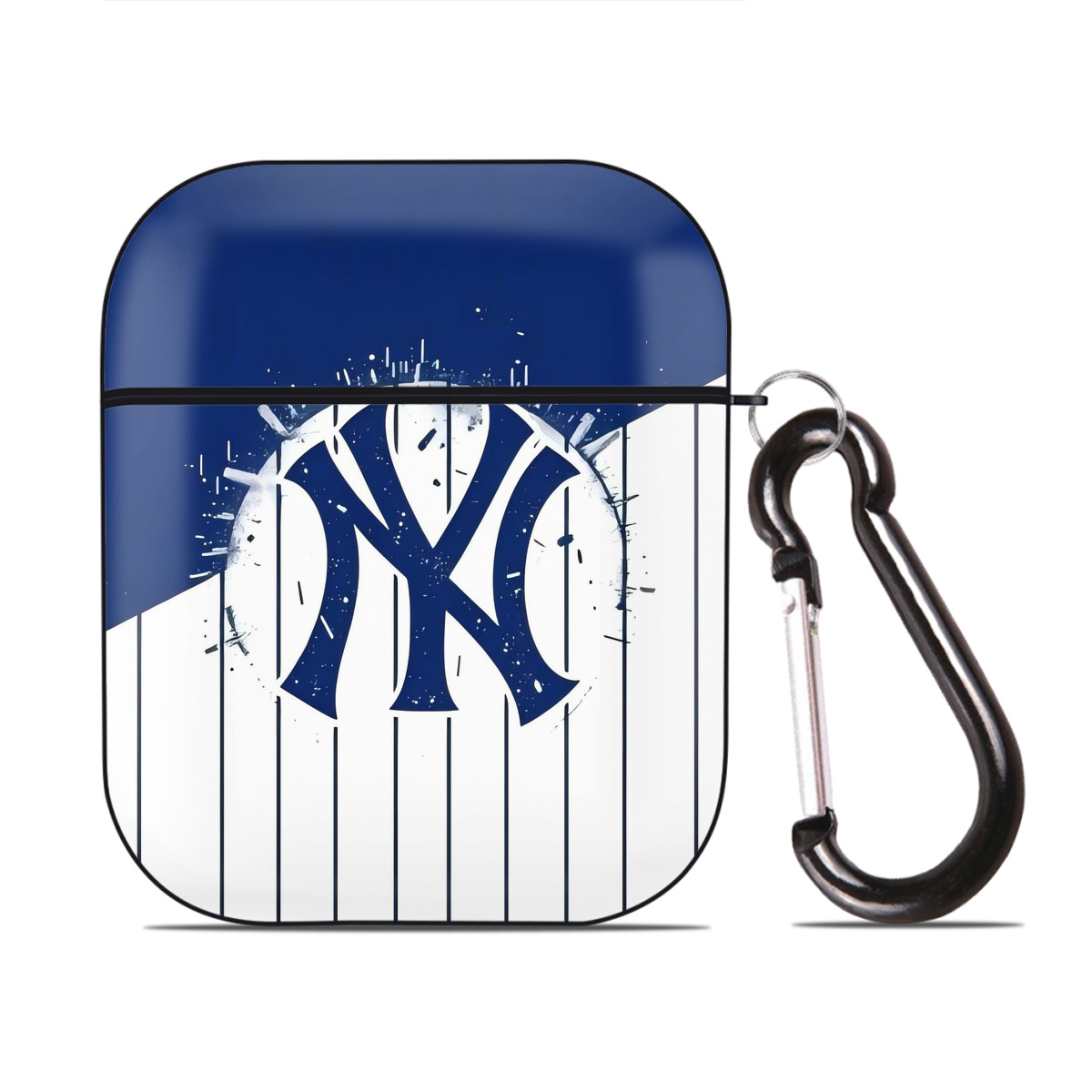 New York Yankees 106 AirPods 2 Case Hard Shell Black, Flexible PC Material, Precise Cutouts, Full Protection, Anti-Fingerprint, Washable, Includes Keychain – Durable & Slim Design