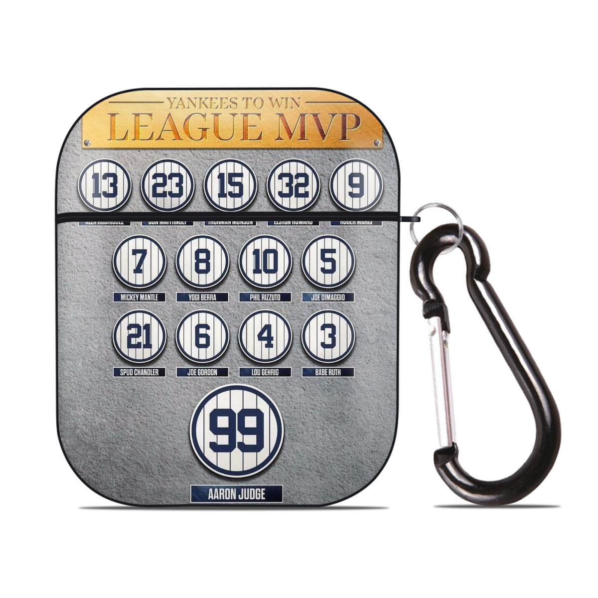 New York Yankees 107 AirPods 2 Case Hard Shell Black, Flexible PC Material, Precise Cutouts, Full Protection, Anti-Fingerprint, Washable, Includes Keychain – Durable & Slim Design