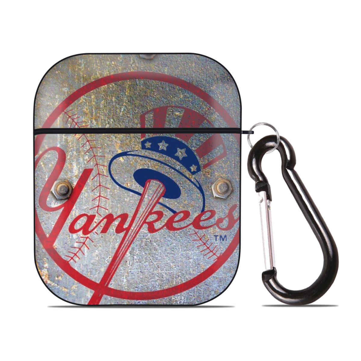 New York Yankees 112 AirPods 2 Case Hard Shell Black, Flexible PC Material, Precise Cutouts, Full Protection, Anti-Fingerprint, Washable, Includes Keychain – Durable & Slim Design