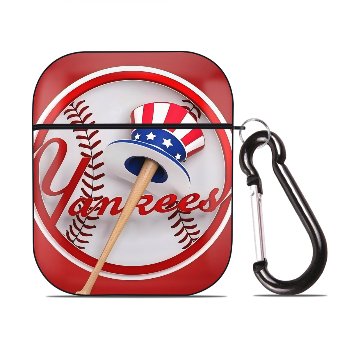 New York Yankees 120 AirPods 2 Case Hard Shell Black, Flexible PC Material, Precise Cutouts, Full Protection, Anti-Fingerprint, Washable, Includes Keychain – Durable & Slim Design