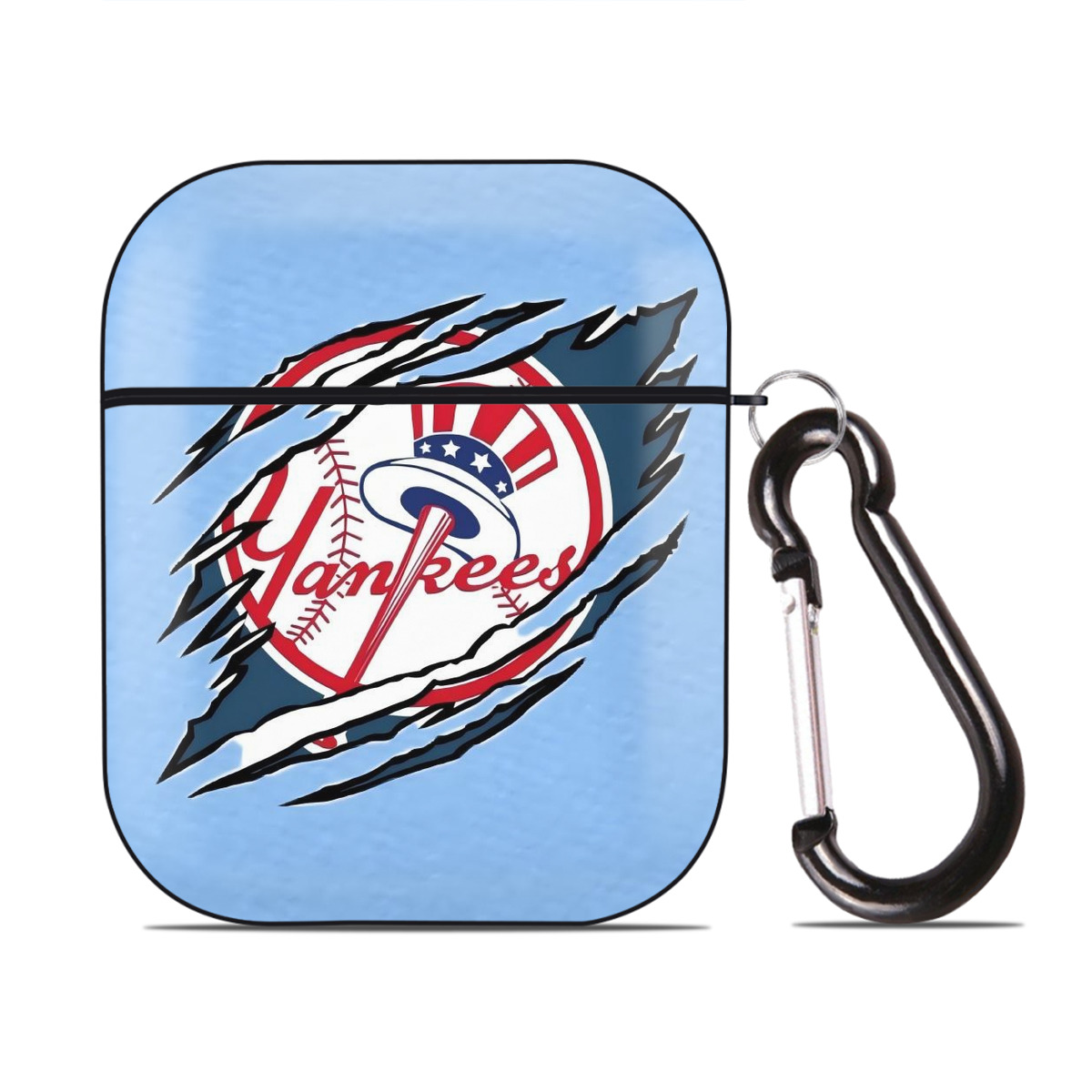 New York Yankees 128 AirPods 2 Case Hard Shell Black, Flexible PC Material, Precise Cutouts, Full Protection, Anti-Fingerprint, Washable, Includes Keychain – Durable & Slim Design