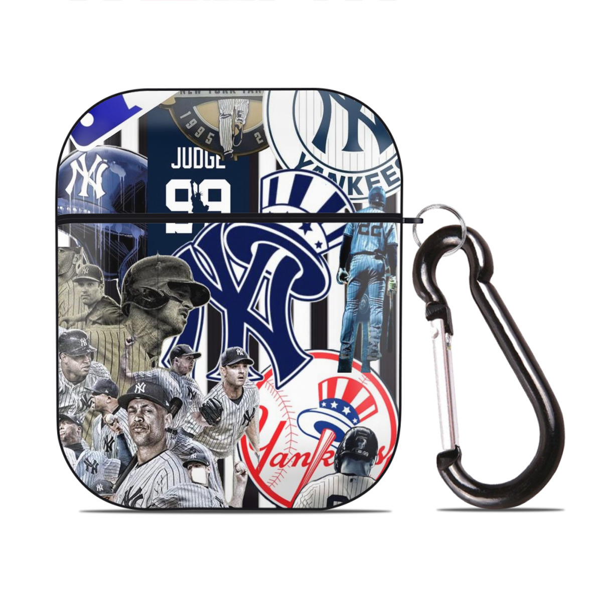 New York Yankees 138 AirPods 2 Case Hard Shell Black, Flexible PC Material, Precise Cutouts, Full Protection, Anti-Fingerprint, Washable, Includes Keychain – Durable & Slim Design