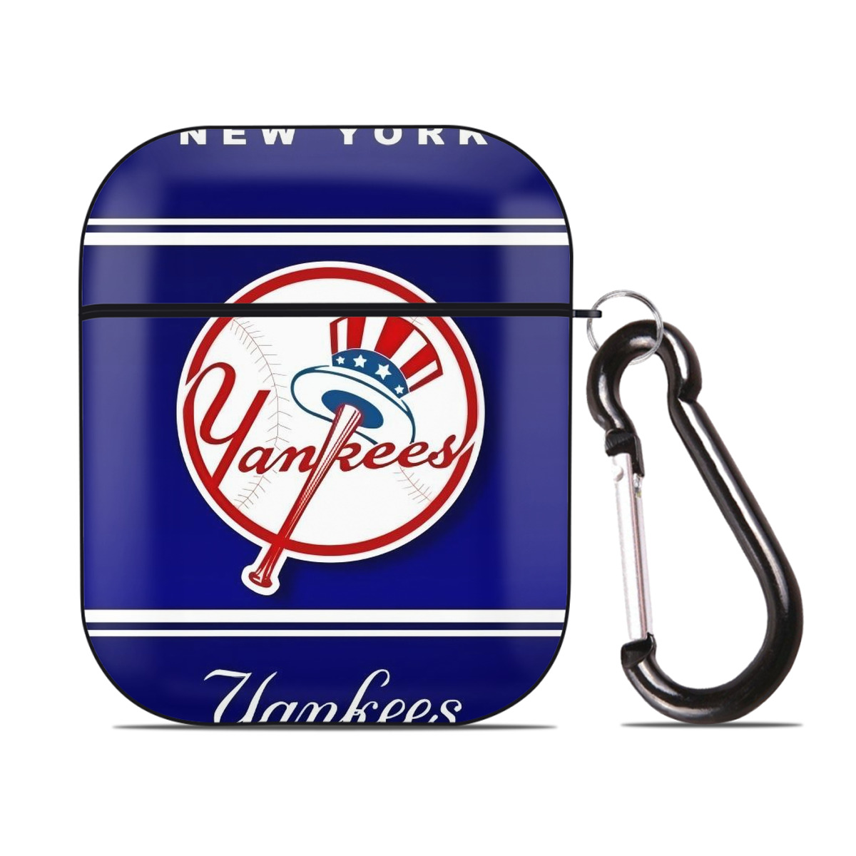 New York Yankees 139 AirPods 2 Case Hard Shell Black, Flexible PC Material, Precise Cutouts, Full Protection, Anti-Fingerprint, Washable, Includes Keychain – Durable & Slim Design