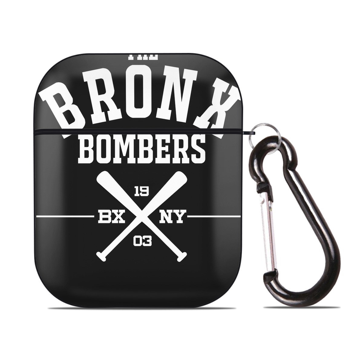 New York Yankees 163 AirPods 2 Case Hard Shell Black, Flexible PC Material, Precise Cutouts, Full Protection, Anti-Fingerprint, Washable, Includes Keychain – Durable & Slim Design