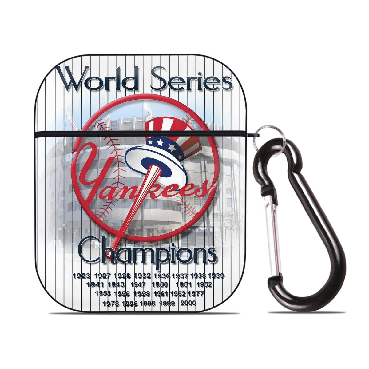 New York Yankees 184 AirPods 2 Case Hard Shell Black, Flexible PC Material, Precise Cutouts, Full Protection, Anti-Fingerprint, Washable, Includes Keychain – Durable & Slim Design