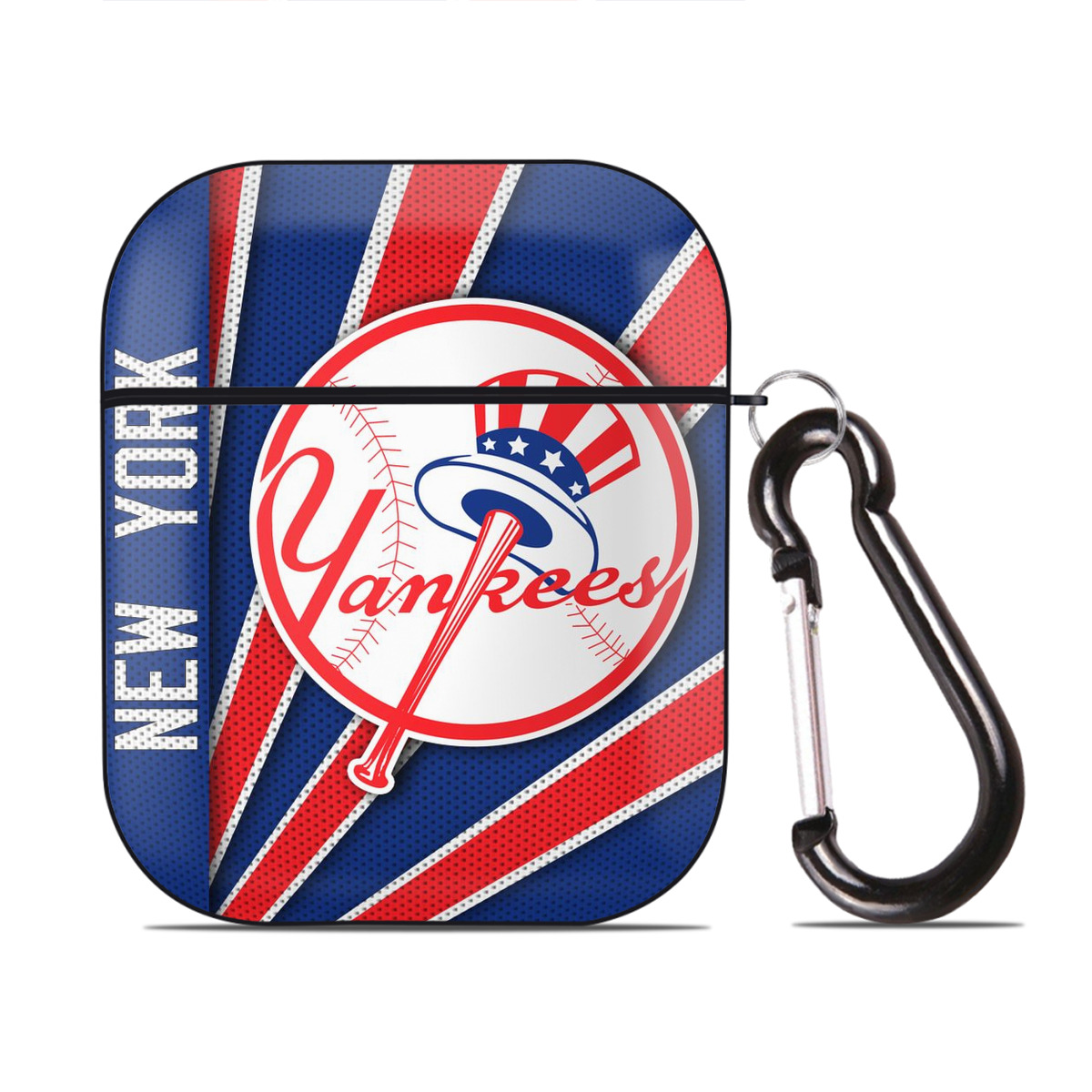 New York Yankees 182 AirPods 2 Case Hard Shell Black, Flexible PC Material, Precise Cutouts, Full Protection, Anti-Fingerprint, Washable, Includes Keychain – Durable & Slim Design
