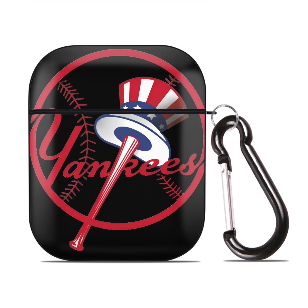 New York Yankees 188 AirPods 2 Case Hard Shell Black, Flexible PC Material, Precise Cutouts, Full Protection, Anti-Fingerprint, Washable, Includes Keychain – Durable & Slim Design