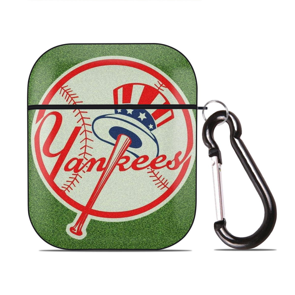 New York Yankees Logo AirPods 2 Case Hard Shell Black, Flexible PC Material, Precise Cutouts, Full Protection, Anti-Fingerprint, Washable, Includes Keychain – Durable & Slim Design