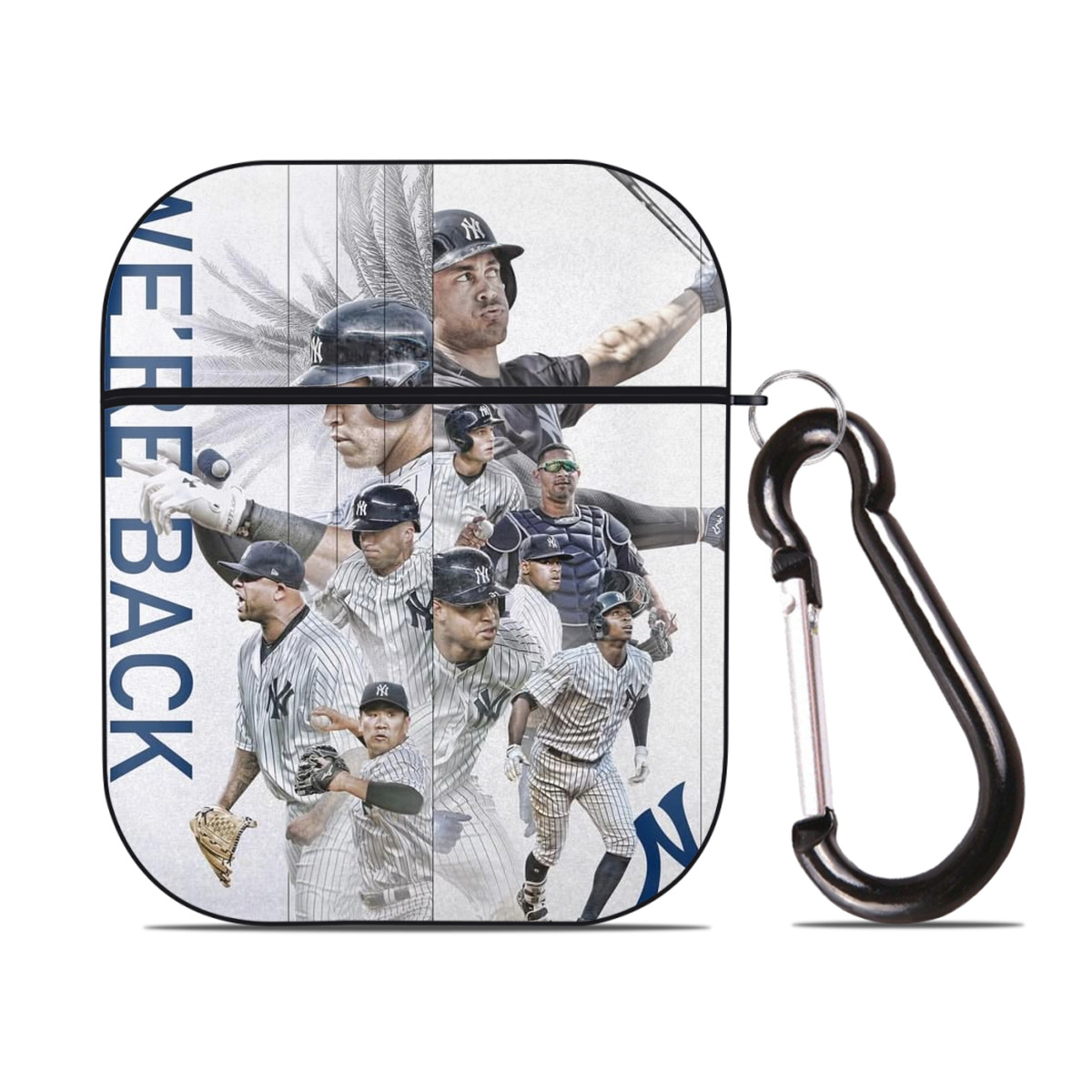 New York Yankees 109 AirPods 2 Case Hard Shell Black, Flexible PC Material, Precise Cutouts, Full Protection, Anti-Fingerprint, Washable, Includes Keychain – Durable & Slim Design