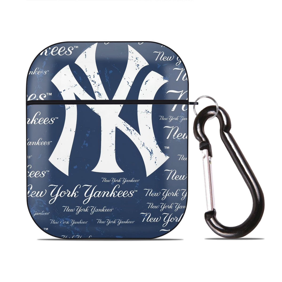 New York Yankees 117 AirPods 2 Case Hard Shell Black, Flexible PC Material, Precise Cutouts, Full Protection, Anti-Fingerprint, Washable, Includes Keychain – Durable & Slim Design