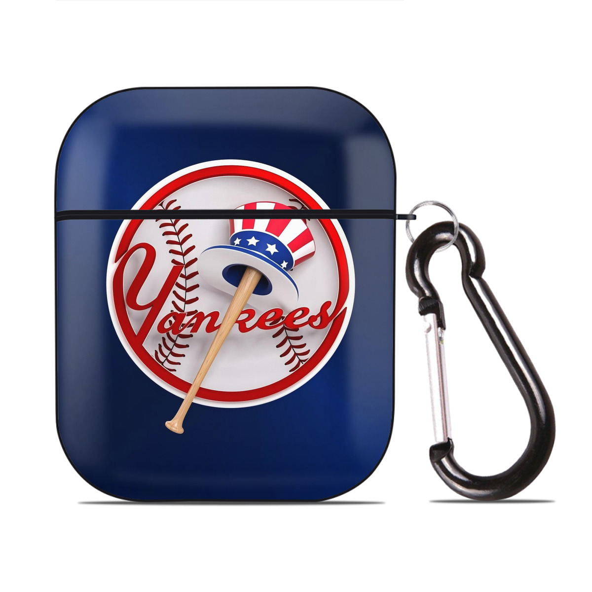 New York Yankees 200 AirPods 2 Case Hard Shell Black, Flexible PC Material, Precise Cutouts, Full Protection, Anti-Fingerprint, Washable, Includes Keychain – Durable & Slim Design
