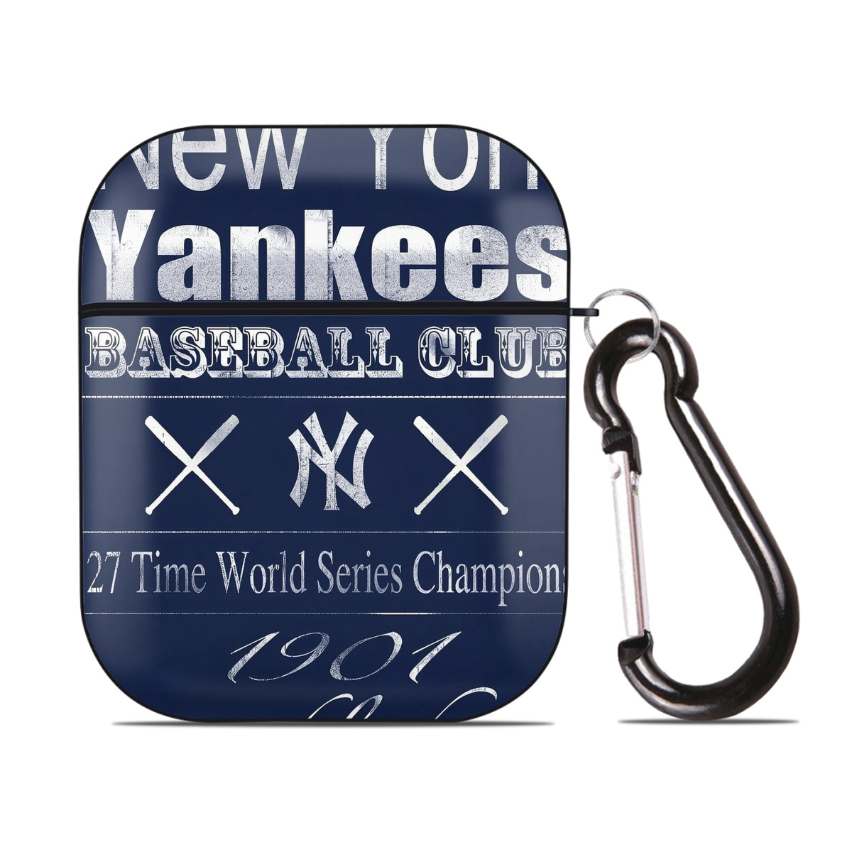 New York Yankees 205 AirPods 2 Case Hard Shell Black, Flexible PC Material, Precise Cutouts, Full Protection, Anti-Fingerprint, Washable, Includes Keychain – Durable & Slim Design