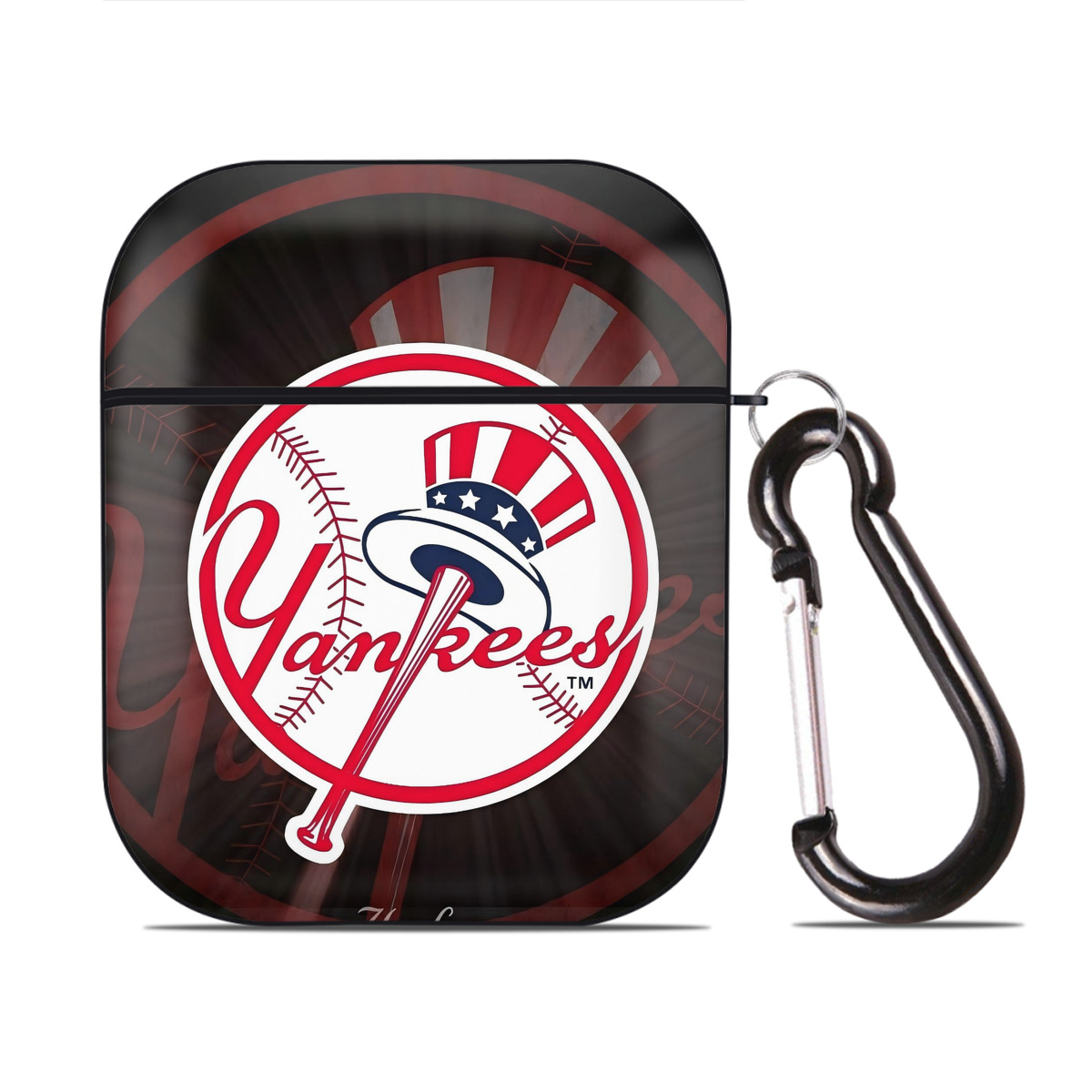 New York Yankees 124 AirPods 2 Case Hard Shell Black, Flexible PC Material, Precise Cutouts, Full Protection, Anti-Fingerprint, Washable, Includes Keychain – Durable & Slim Design