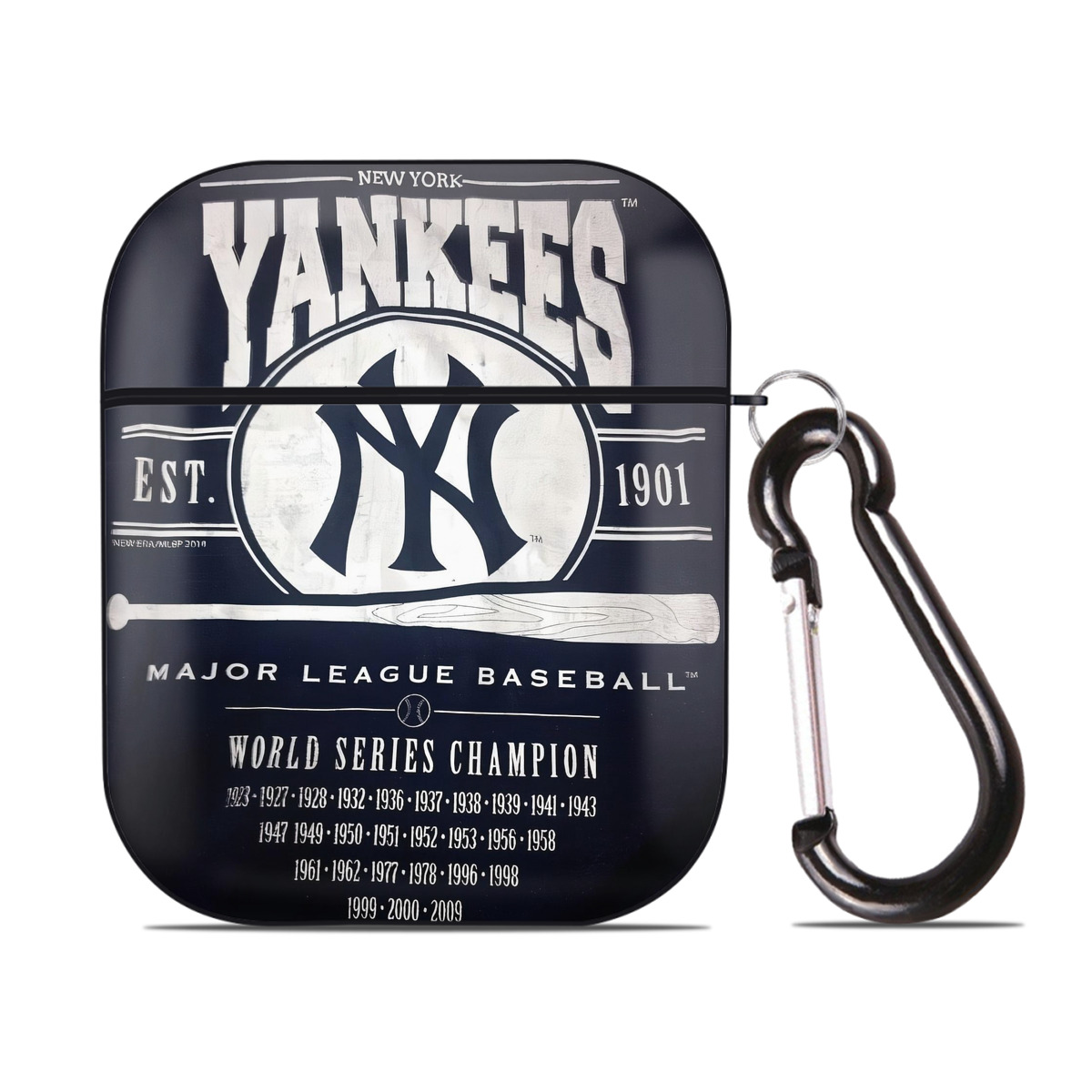 New York Yankees 211 AirPods 2 Case Hard Shell Black, Flexible PC Material, Precise Cutouts, Full Protection, Anti-Fingerprint, Washable, Includes Keychain – Durable & Slim Design