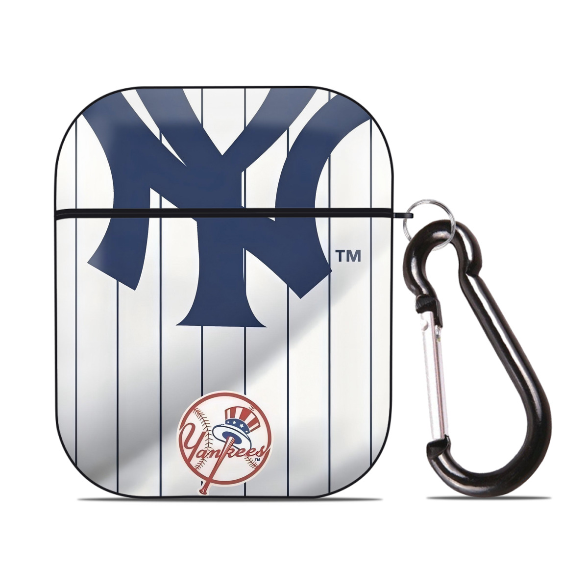 New York Yankees 126 AirPods 2 Case Hard Shell Black, Flexible PC Material, Precise Cutouts, Full Protection, Anti-Fingerprint, Washable, Includes Keychain – Durable & Slim Design