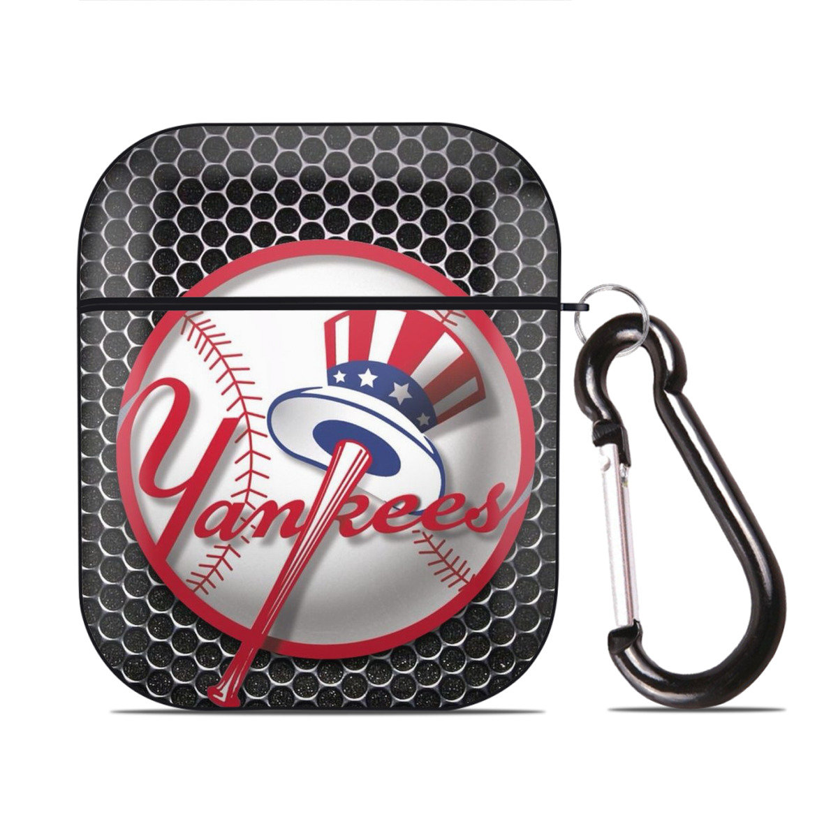 New York Yankees 221 AirPods 2 Case Hard Shell Black, Flexible PC Material, Precise Cutouts, Full Protection, Anti-Fingerprint, Washable, Includes Keychain – Durable & Slim Design