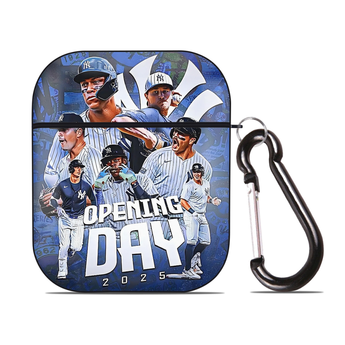 New York Yankees 215 AirPods 2 Case Hard Shell Black, Flexible PC Material, Precise Cutouts, Full Protection, Anti-Fingerprint, Washable, Includes Keychain – Durable & Slim Design