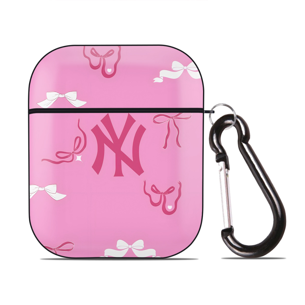 New York Yankees 220 AirPods 2 Case Hard Shell Black, Flexible PC Material, Precise Cutouts, Full Protection, Anti-Fingerprint, Washable, Includes Keychain – Durable & Slim Design