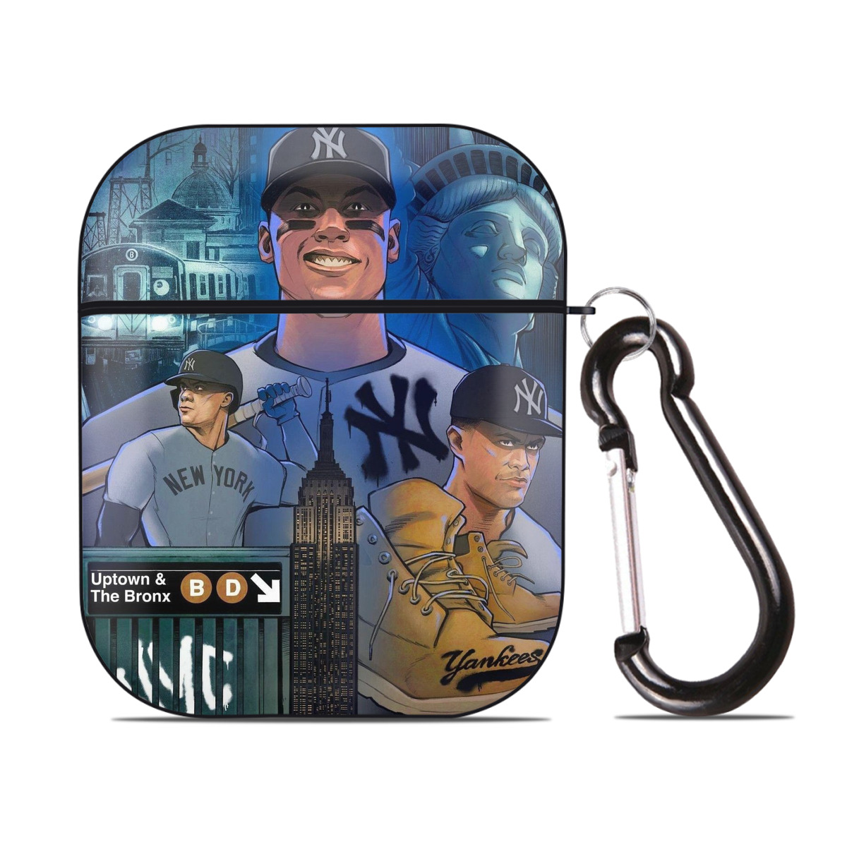 New York Yankees 298 AirPods 2 Case Hard Shell Black, Flexible PC Material, Precise Cutouts, Full Protection, Anti-Fingerprint, Washable, Includes Keychain – Durable & Slim Design