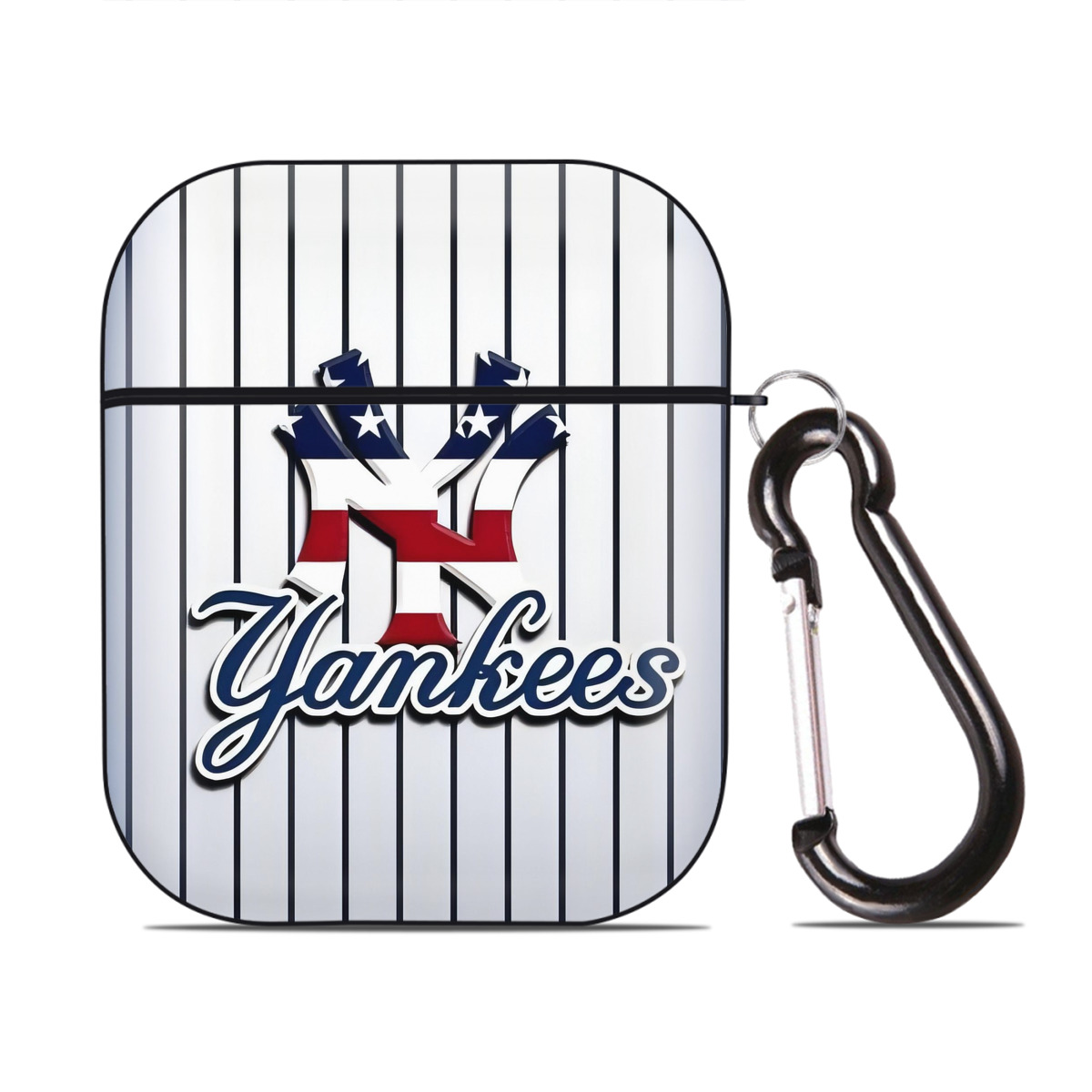 New York Yankees 227 AirPods 2 Case Hard Shell Black, Flexible PC Material, Precise Cutouts, Full Protection, Anti-Fingerprint, Washable, Includes Keychain – Durable & Slim Design
