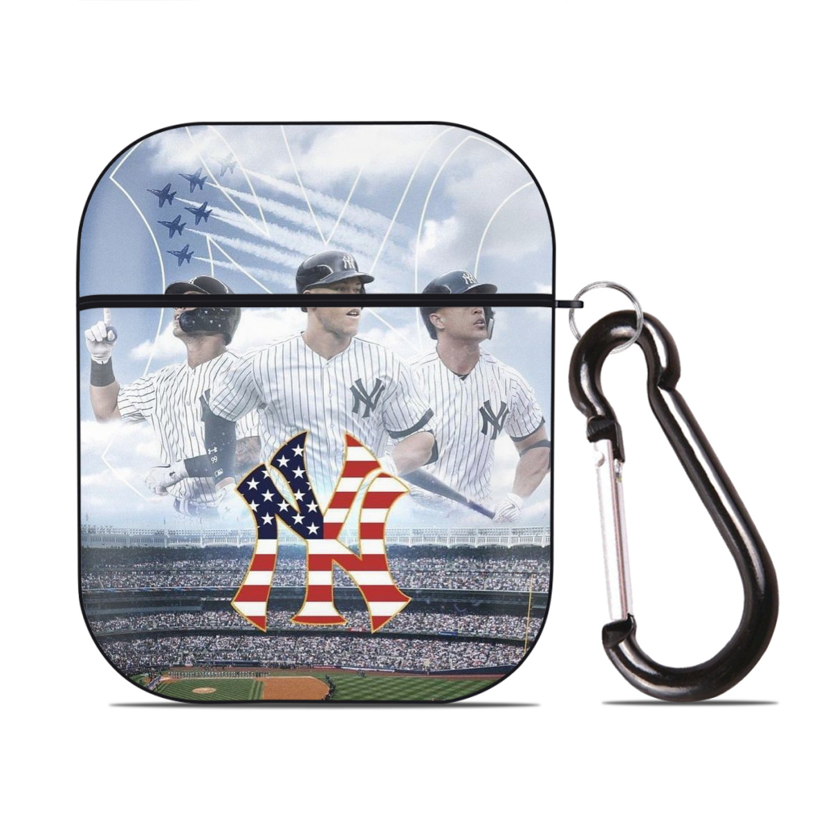 New York Yankees 161 AirPods 2 Case Hard Shell Black, Flexible PC Material, Precise Cutouts, Full Protection, Anti-Fingerprint, Washable, Includes Keychain – Durable & Slim Design