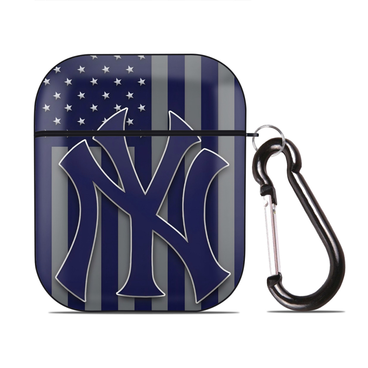 New York Yankees 162 AirPods 2 Case Hard Shell Black, Flexible PC Material, Precise Cutouts, Full Protection, Anti-Fingerprint, Washable, Includes Keychain – Durable & Slim Design