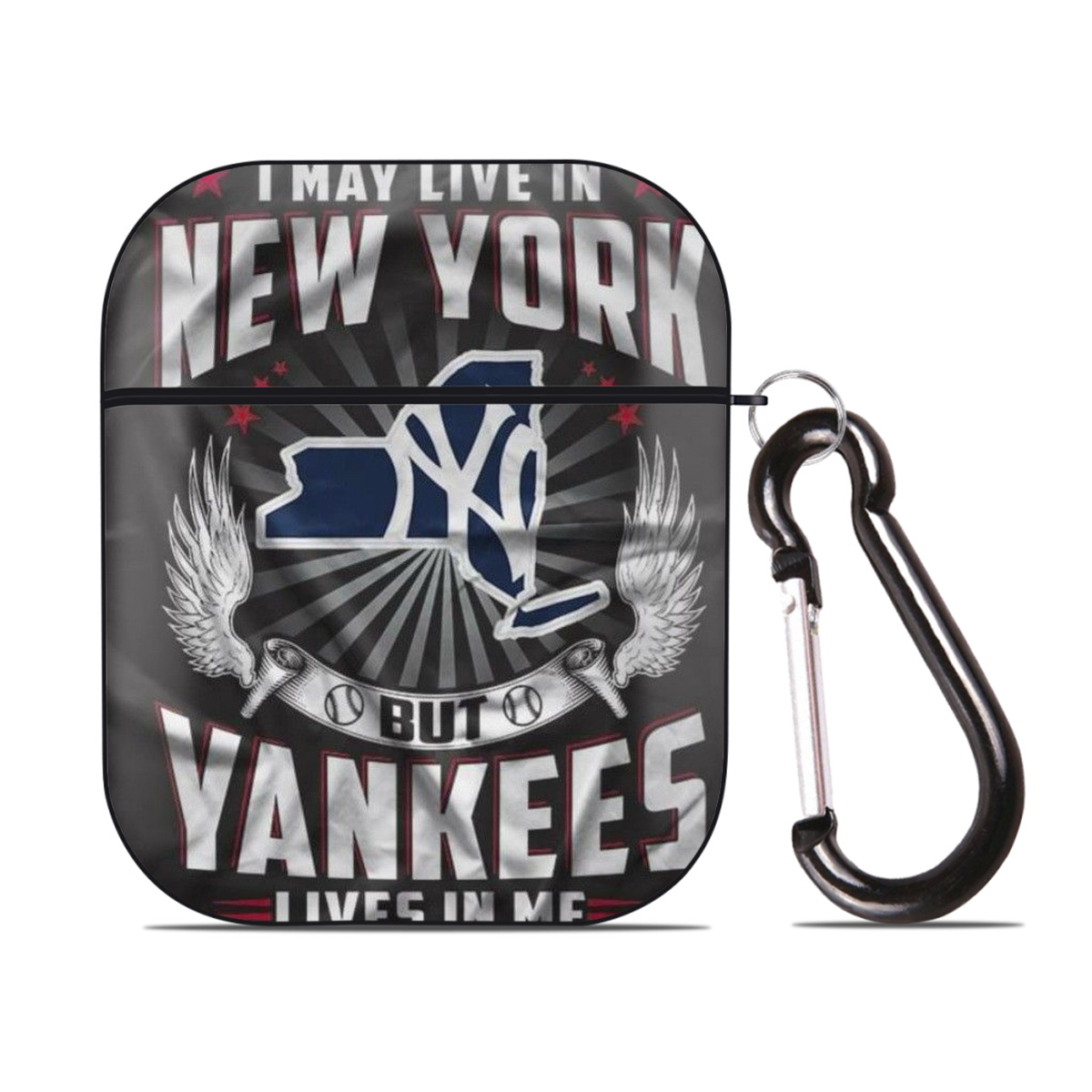New York Yankees 320 AirPods 2 Case Hard Shell Black, Flexible PC Material, Precise Cutouts, Full Protection, Anti-Fingerprint, Washable, Includes Keychain – Durable & Slim Design