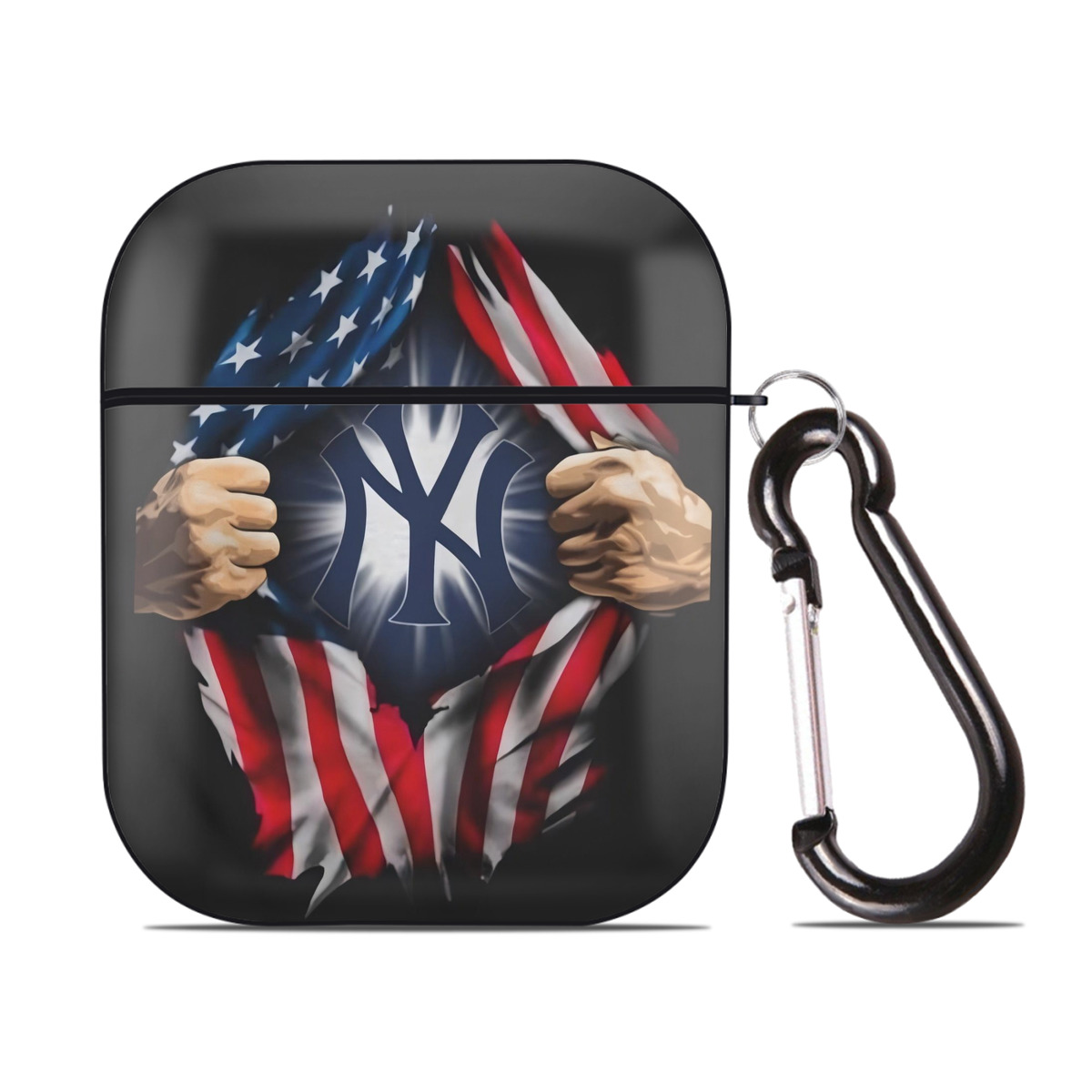 New York Yankees US Flag Yankees Inside Me AirPods 2 Case Hard Shell Black, Flexible PC Material, Precise Cutouts, Full Protection, Anti-Fingerprint, Washable, Includes Keychain – Durable & Slim Design