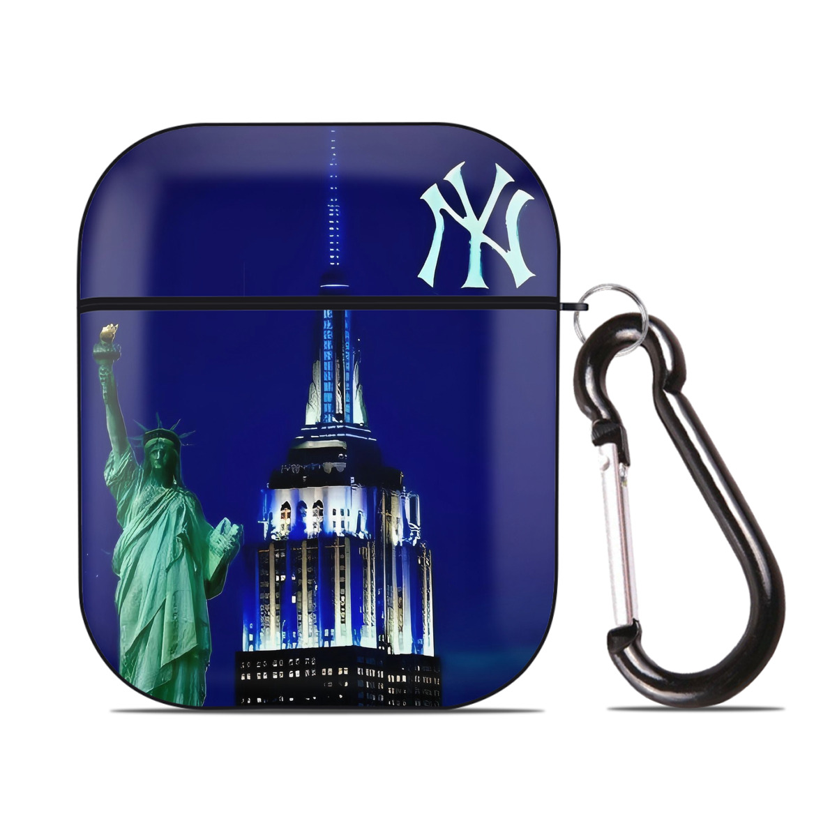 New York Yankees 175 AirPods 2 Case Hard Shell Black, Flexible PC Material, Precise Cutouts, Full Protection, Anti-Fingerprint, Washable, Includes Keychain – Durable & Slim Design
