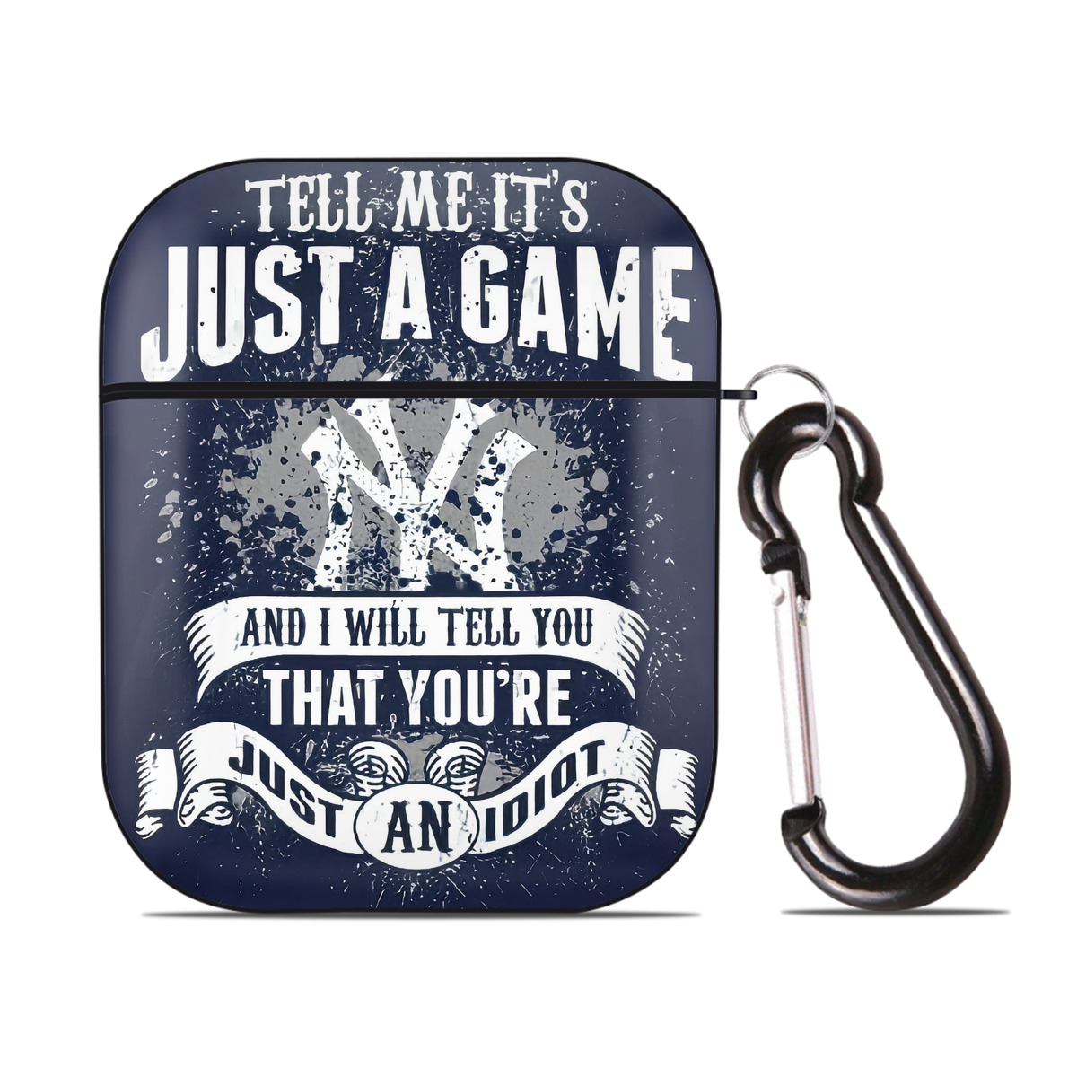 New York Yankees 174 AirPods 2 Case Hard Shell Black, Flexible PC Material, Precise Cutouts, Full Protection, Anti-Fingerprint, Washable, Includes Keychain – Durable & Slim Design